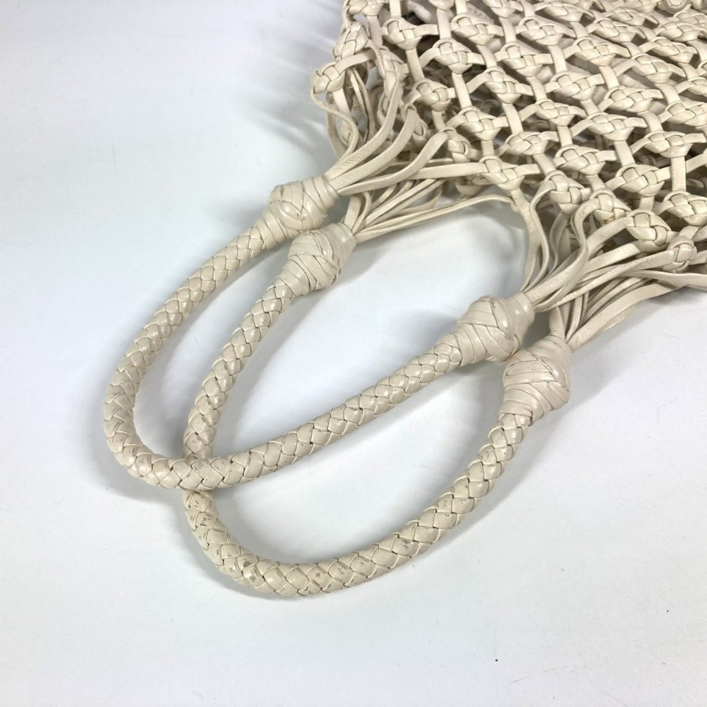 Miu Miu Logo Mesh Shoulder Bag Beach Leather