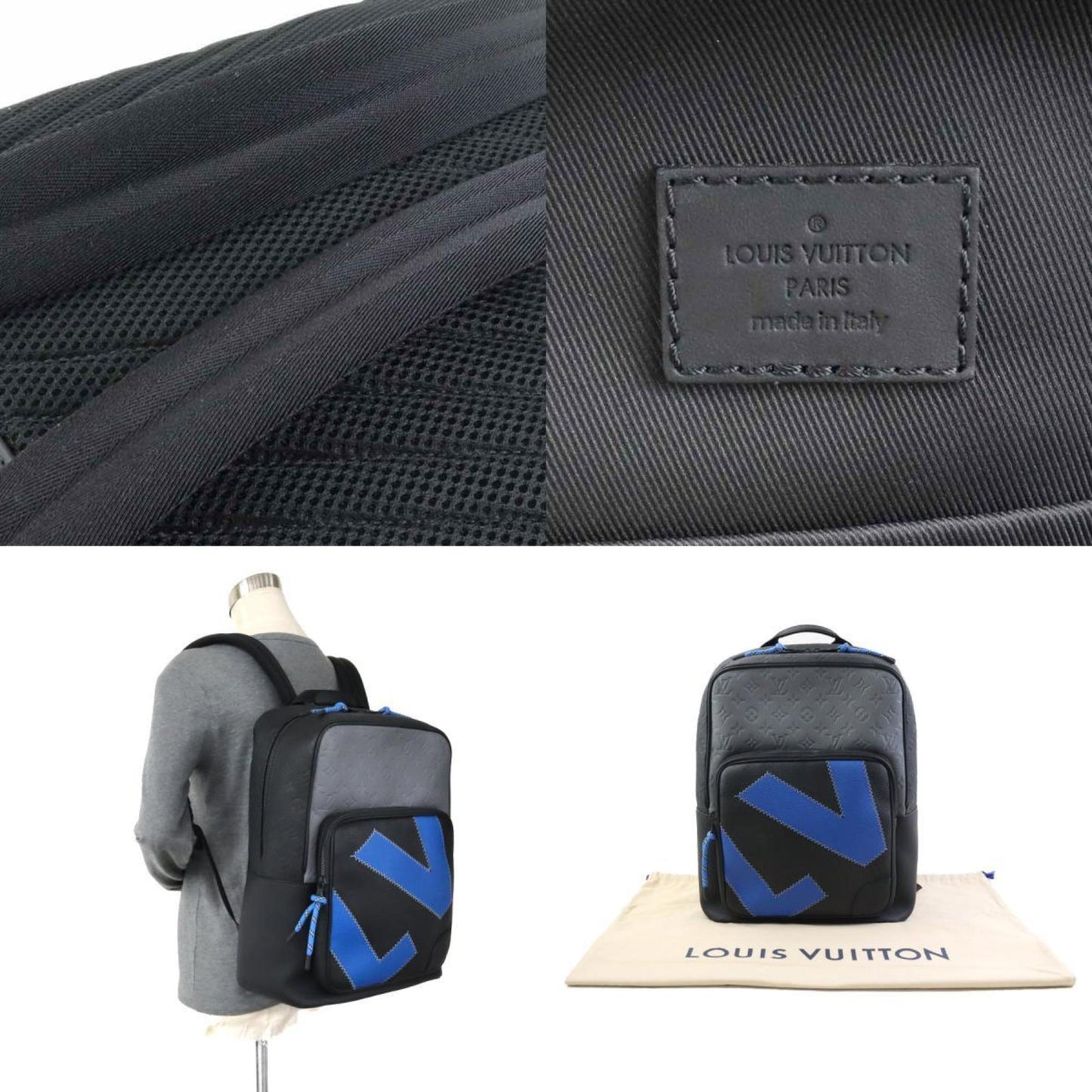 Louis Vuitton Louis Vuitton Backpack Day Break Dean Taurillon Leather Black X Blue