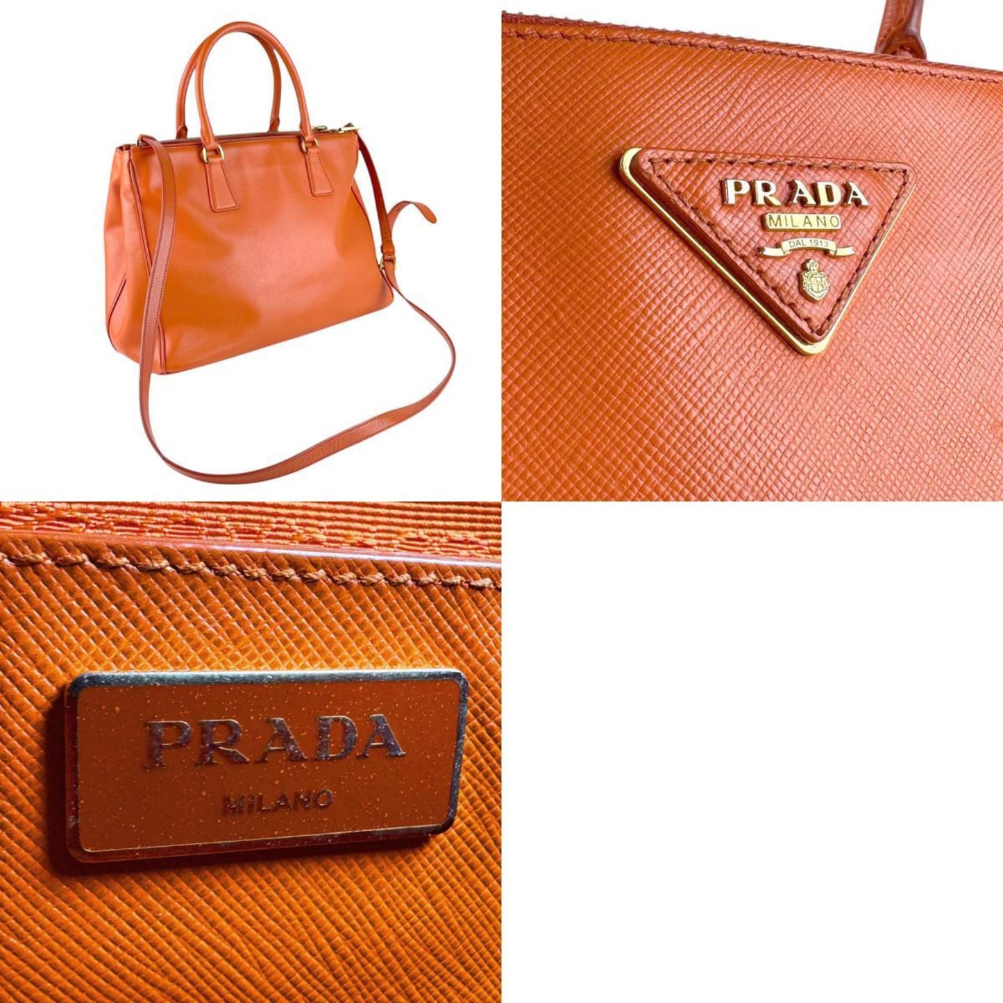 Prada Prada Handbag Shoulder Bag Leather Orange