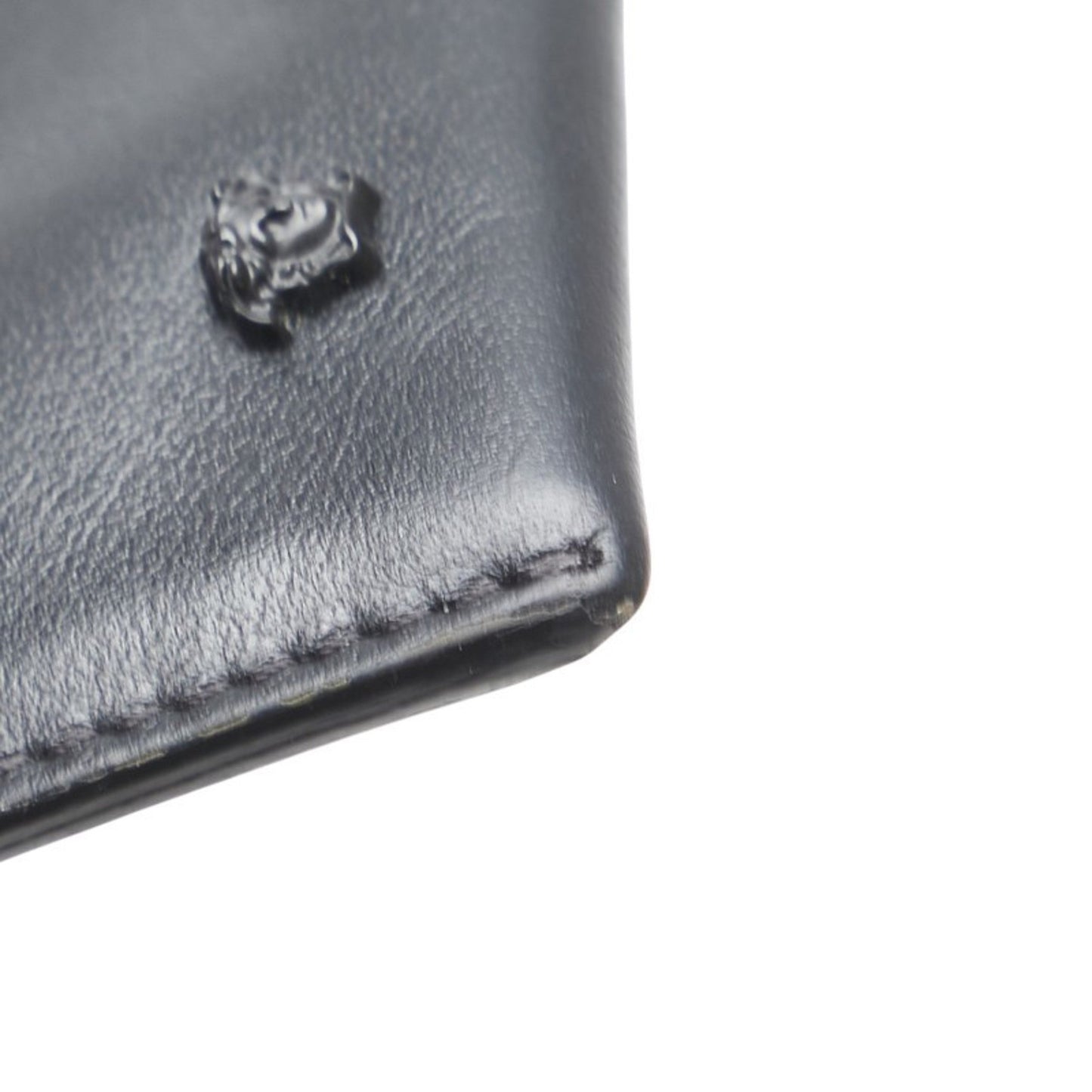 Versace Medusa Wallet/Coin Case Black Leather