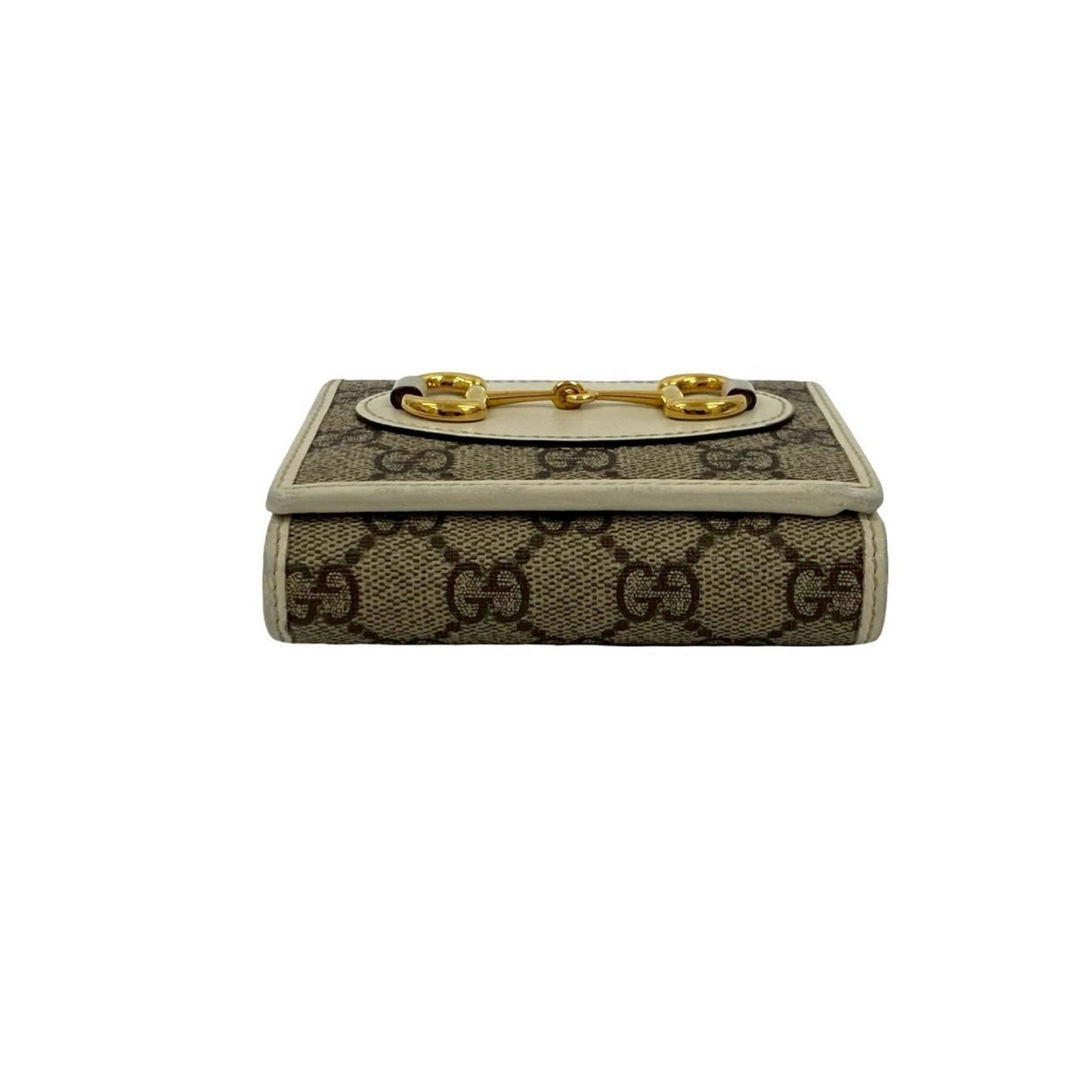 Gucci Gg Supreme Patterned Horsebit Leather Bifold Wallet/Mini Wallet Case In Brown