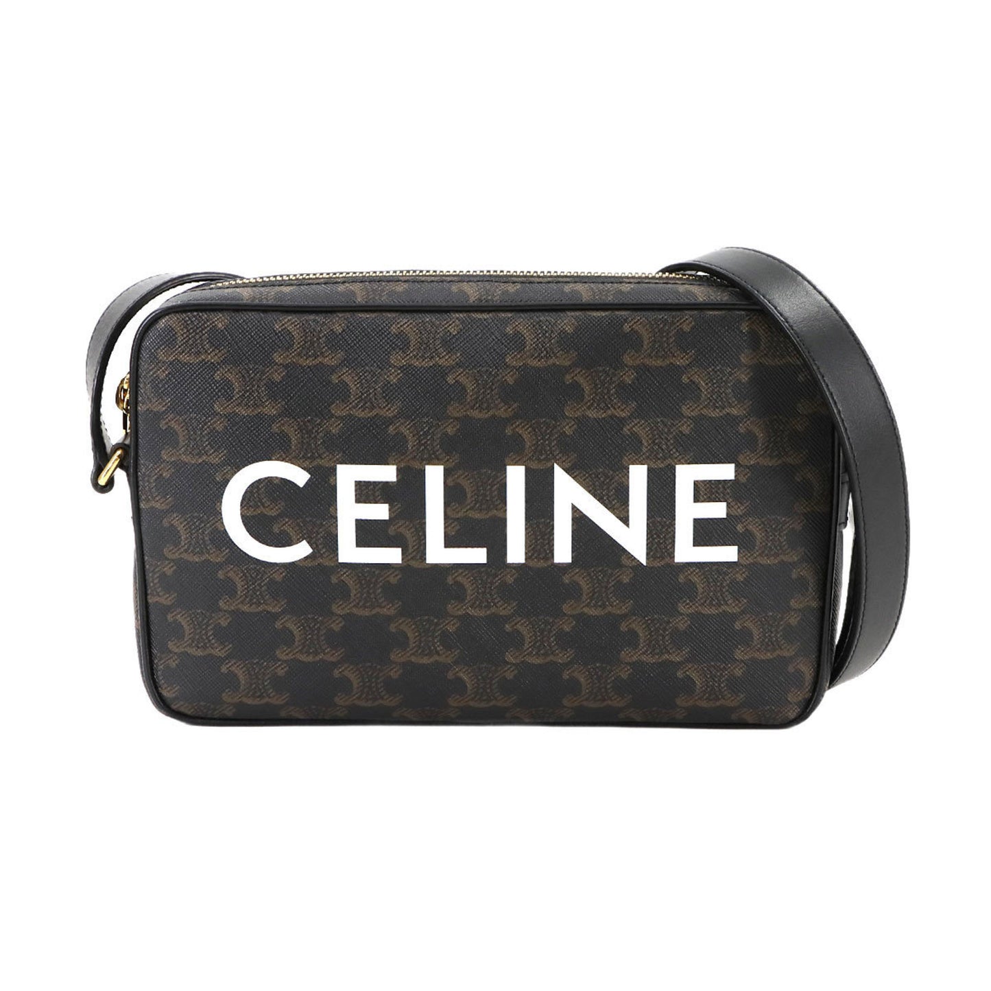 Celine Triomphe Medium Shoulder Bag In Black