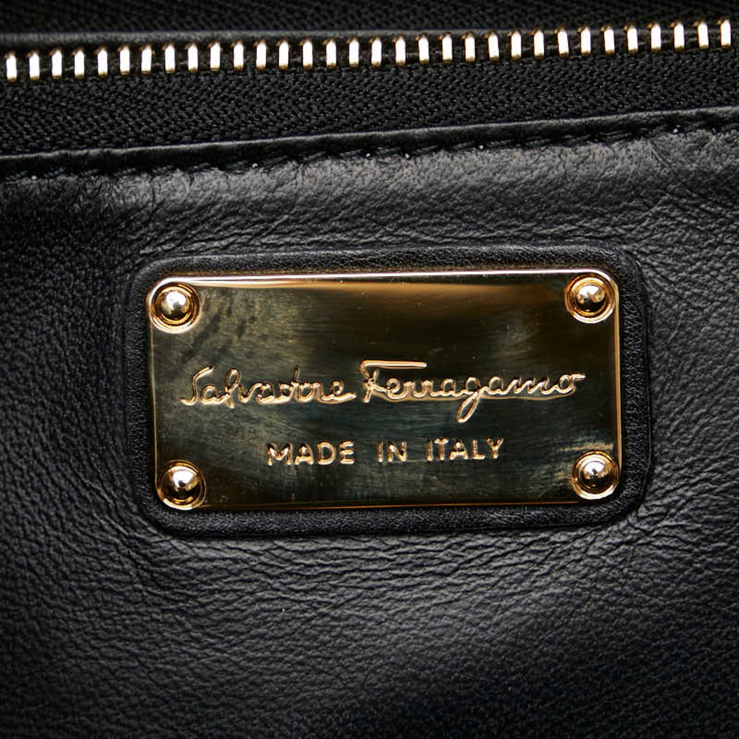 Salvatore Ferragamo Gancini Tote Bag Shoulder Black Leather
