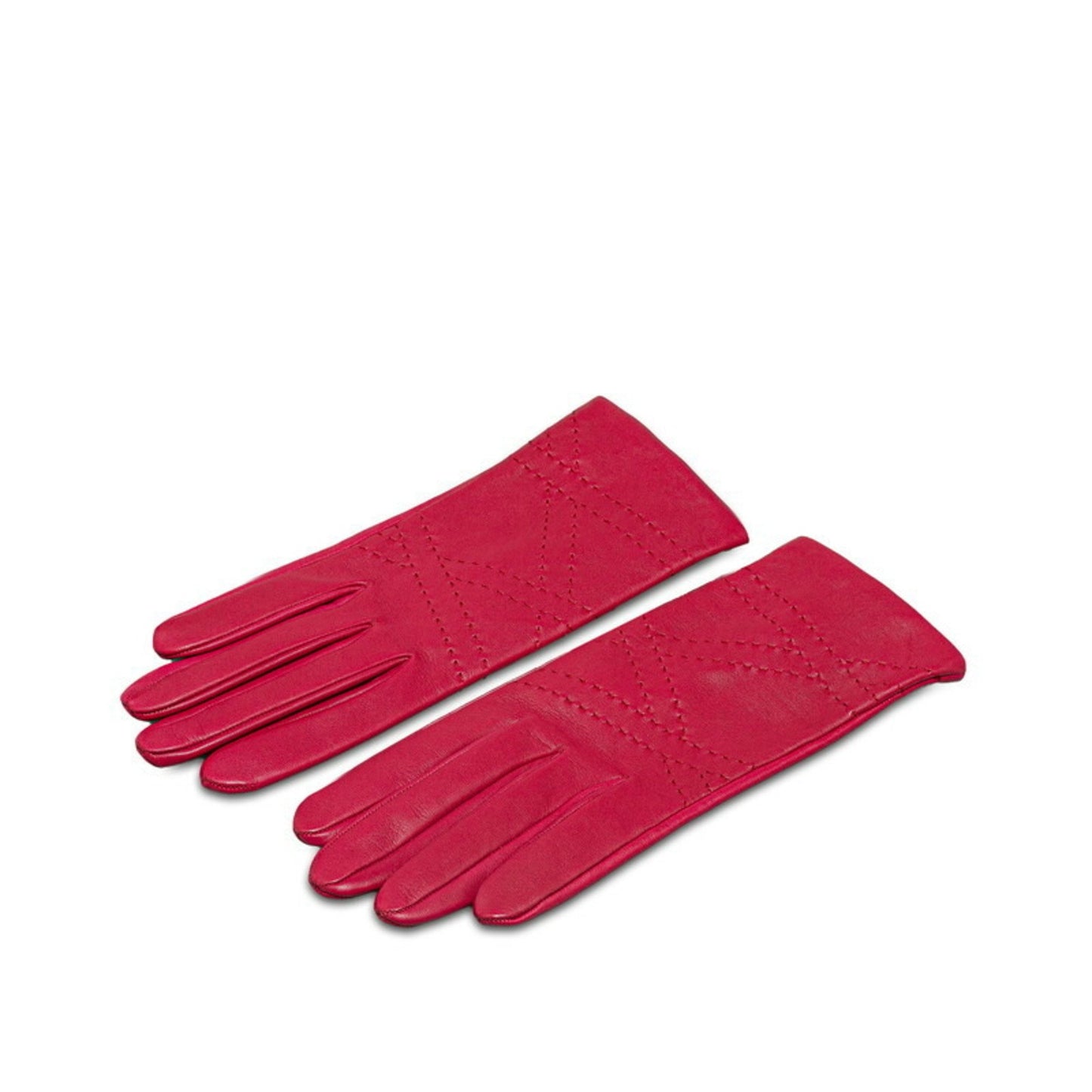 Hermes Stitch Gloves Size: 7 1/2 Wine Red Pink Leather
