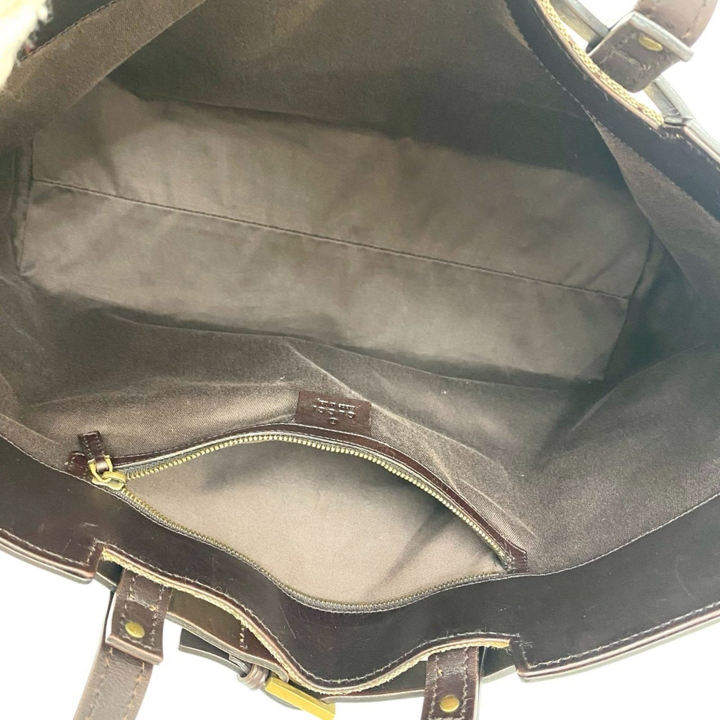 Gucci Gg Logo Belt Clasp Canvas And Leather Tote Bag