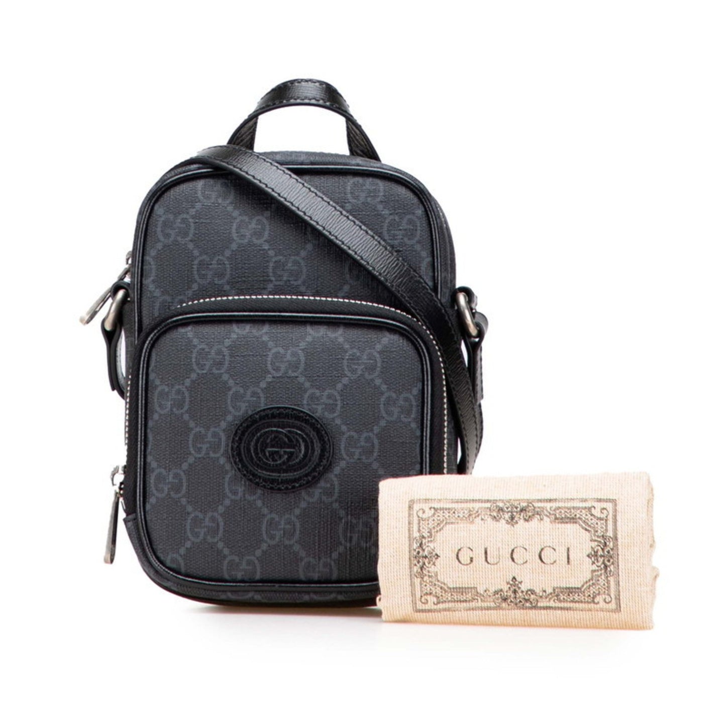 Gucci Interlocking G Shoulder Bag 672952 Black Pvc Leather