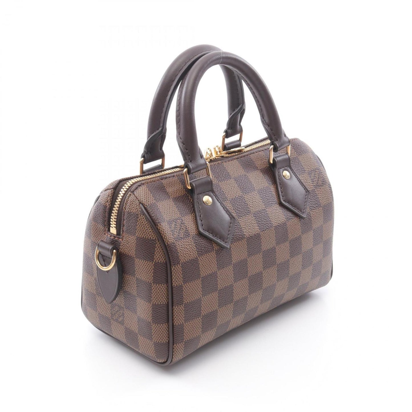 Louis Vuitton Speedy Bandouliere 20 Damier Ebene Handbag Coated Canvas Leather