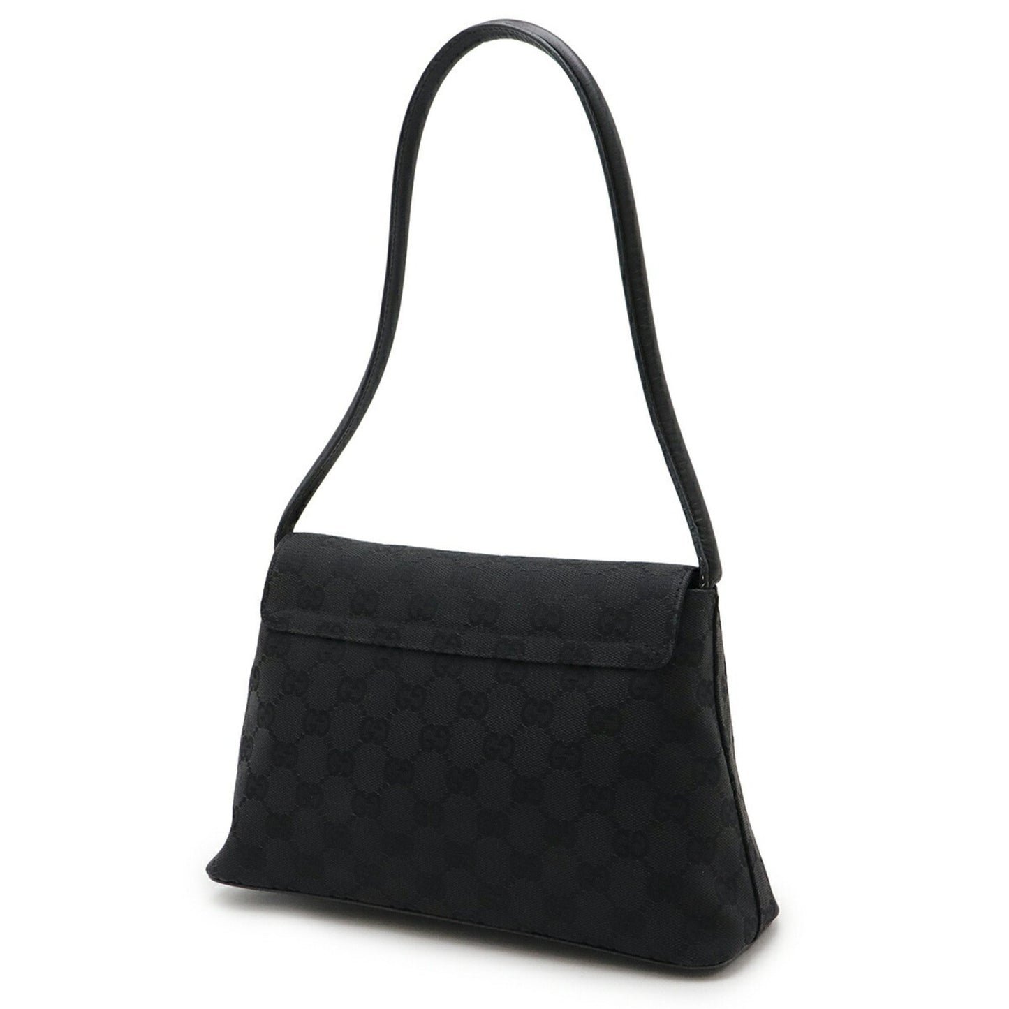 Gucci Gg Canvas Shoulder Bag Leather Black 90646