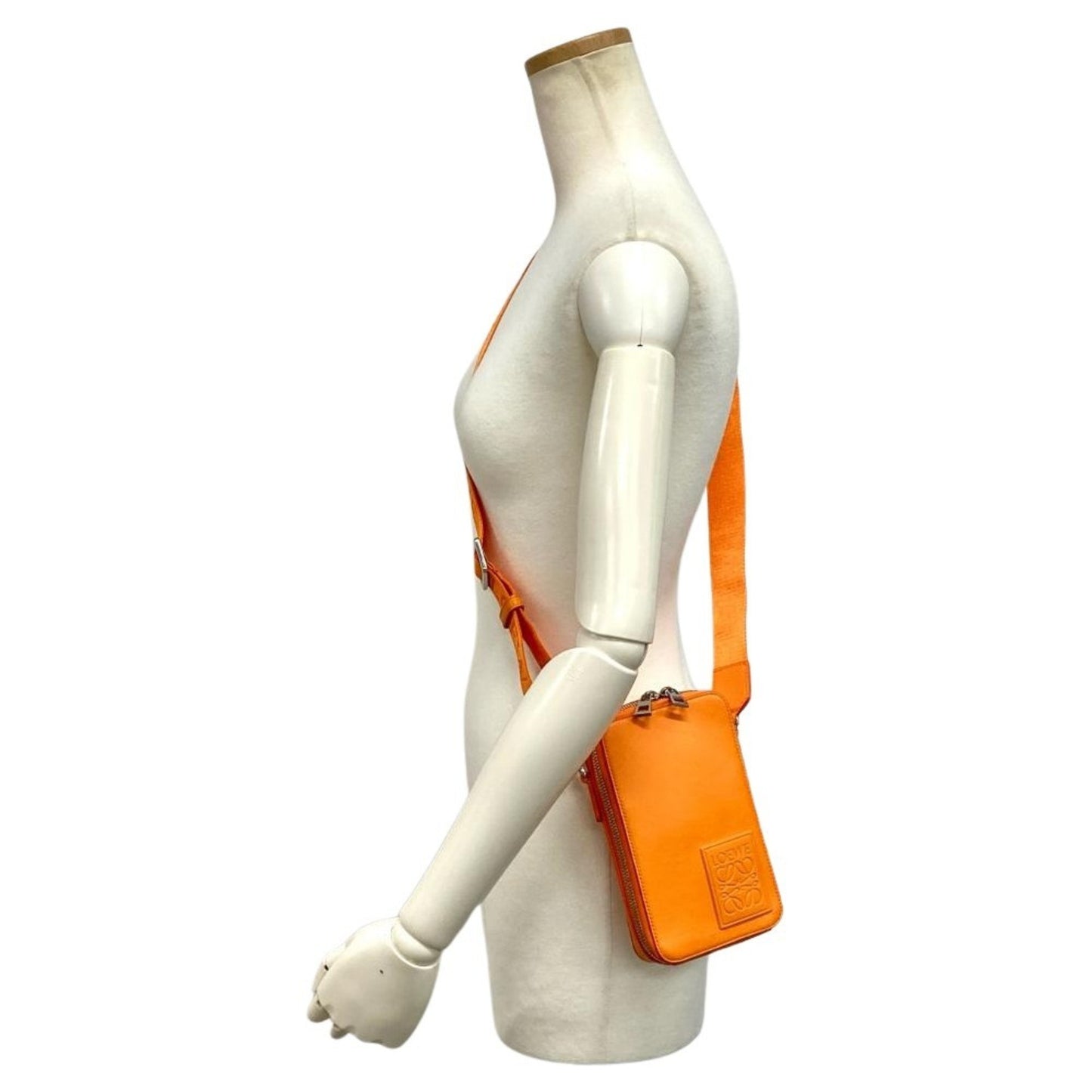 Loewe Vertical Crossbody Pocket Shoulder Bag Leather Orange