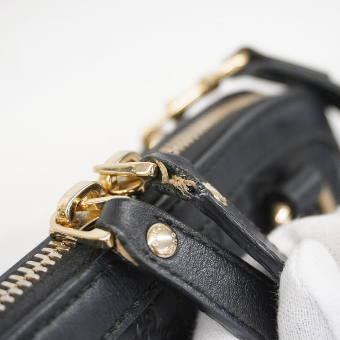 Gucci Micro Guccissima Handbag 449654 Leather Black Champagne