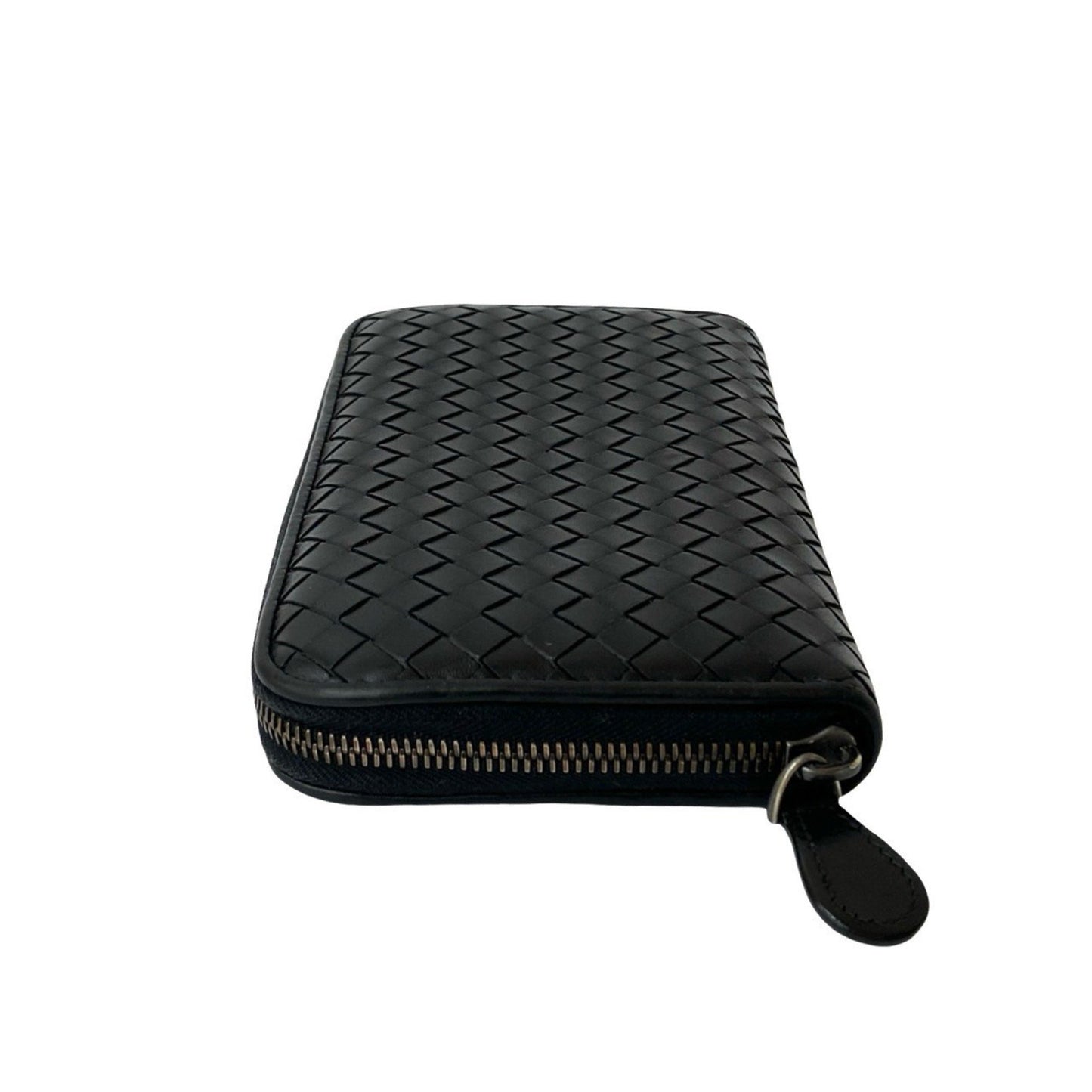 Bottega Veneta Intrecciato Round Zip Leather Long Wallet With Bill Compartment