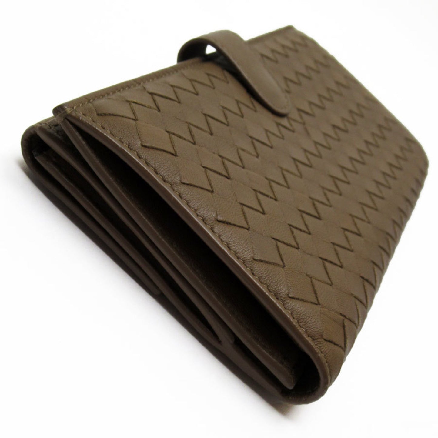 Bottega Veneta Bi-Fold Long Wallet Intrecciato Leather Brown