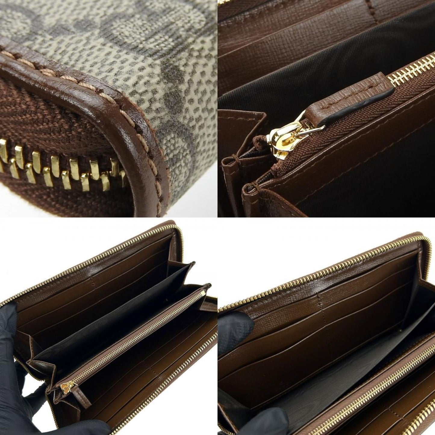 Gucci Long Wallet 673003 Interlocking G Gg Supreme Canvas Beige Brown Round