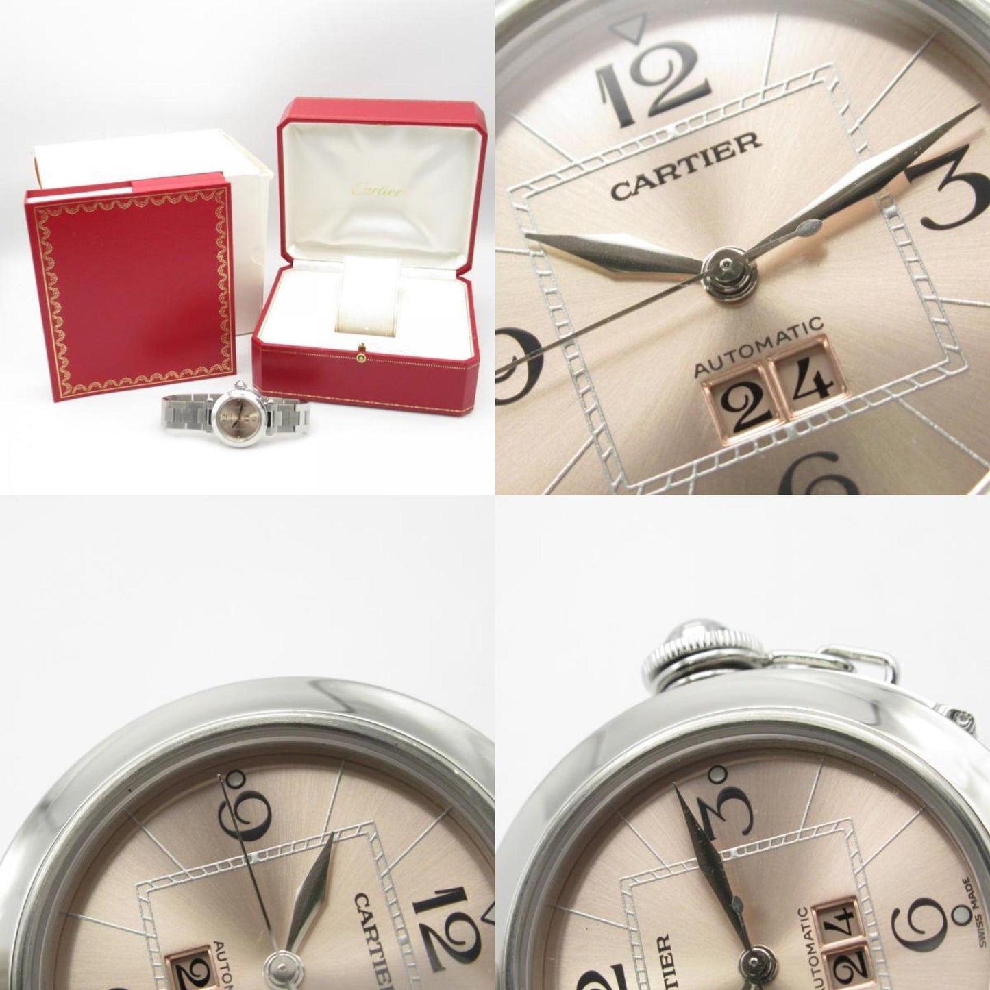 Cartier Pasha C Big Date Watch Stainless Steel Boys Pink W31058M7