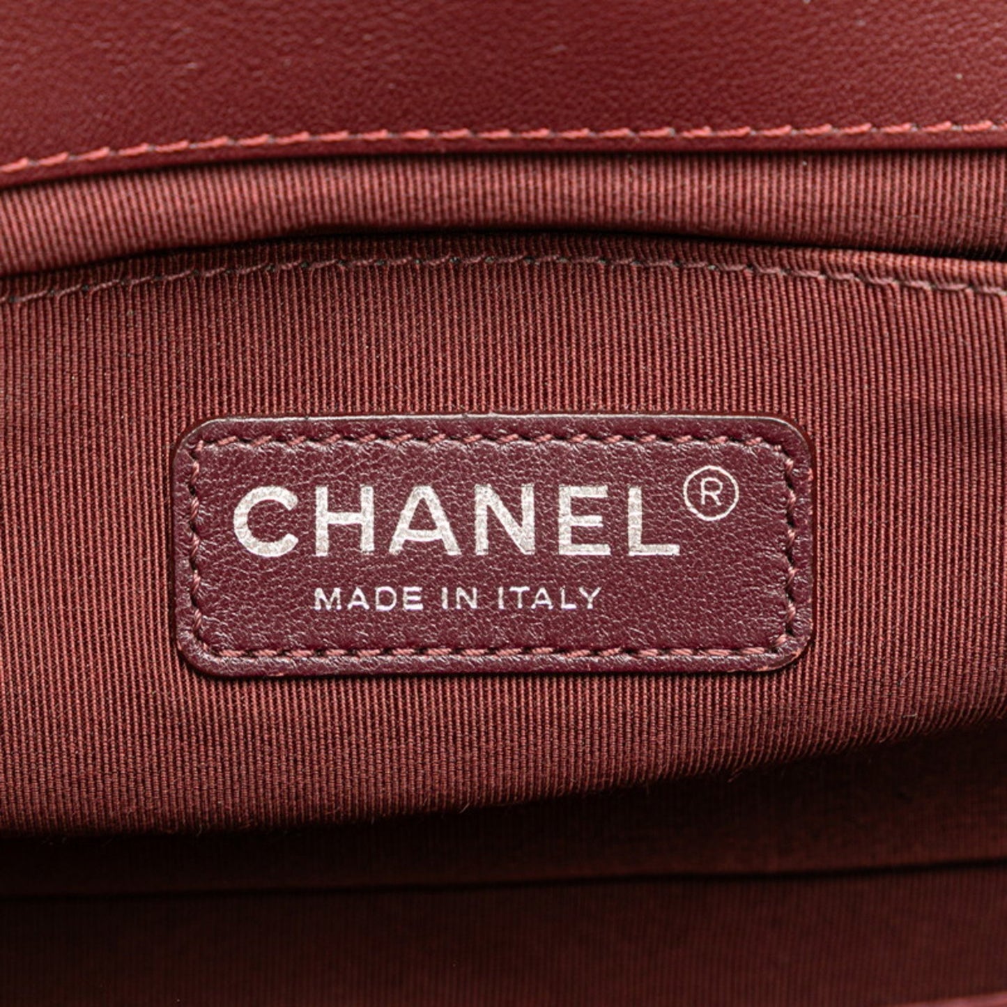Chanel Boy 25 Coco Mark Chain Shoulder Bag Wine Red Velour