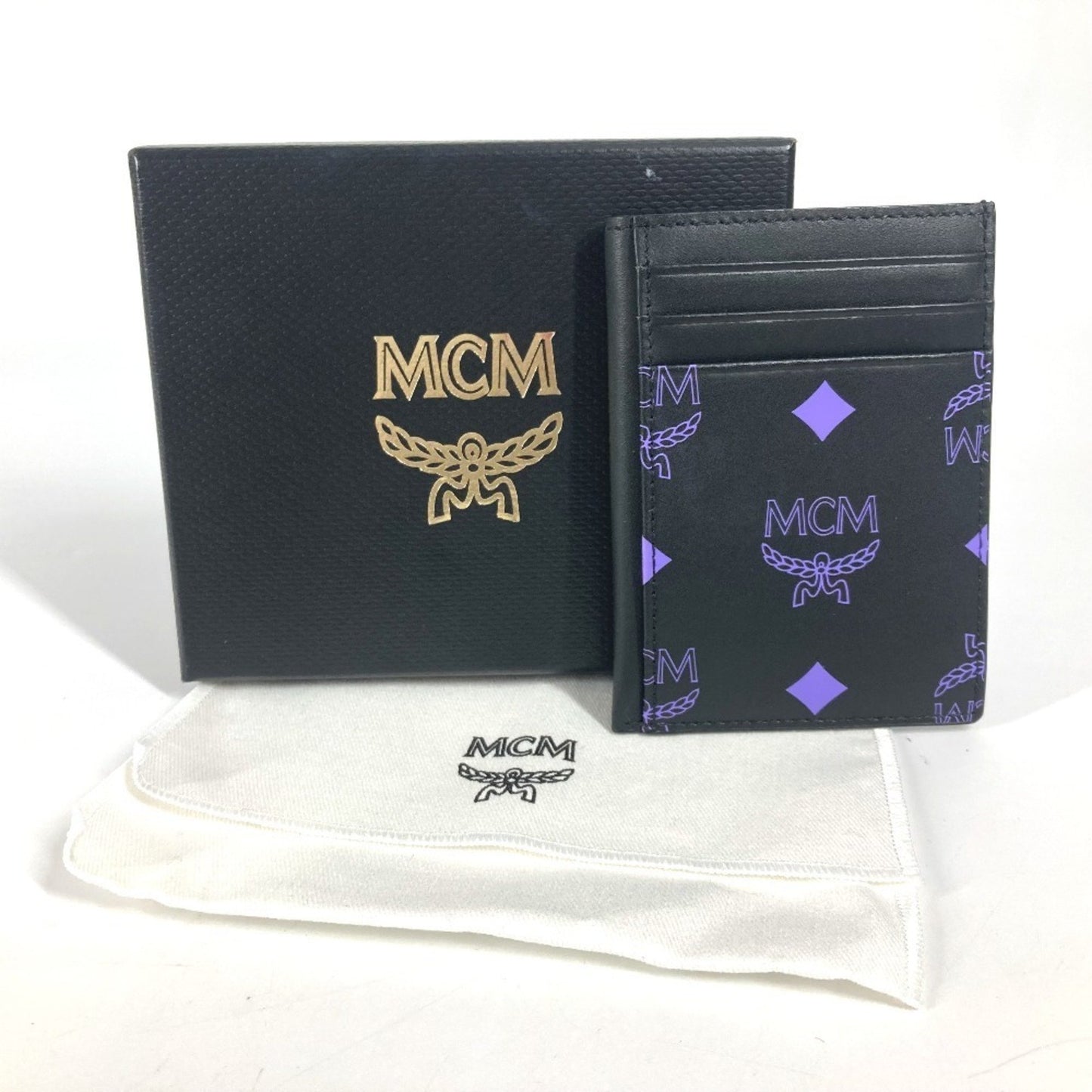 Mcm Logo Business Card Holder Pass Case Bicolor Holder/Card Leather