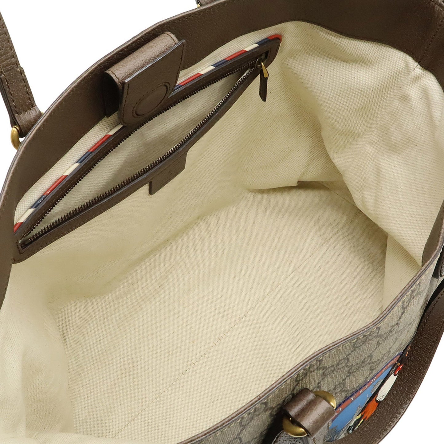 Gucci Soft Gg Supreme Courier Tote/Shoulder Bag In Leather With Appliqus Beige