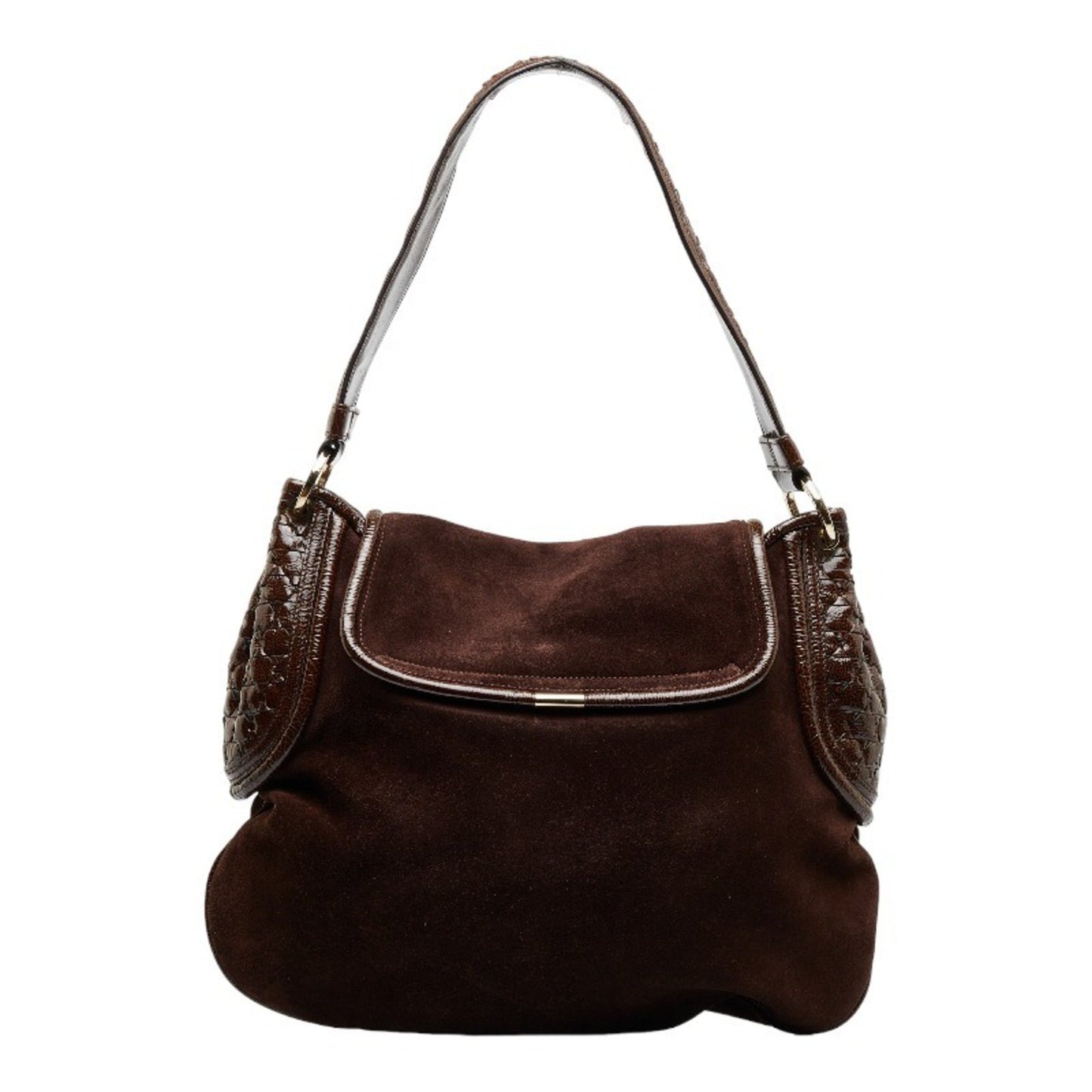 Bvlgari One Shoulder Bag Brown Canvas Leather