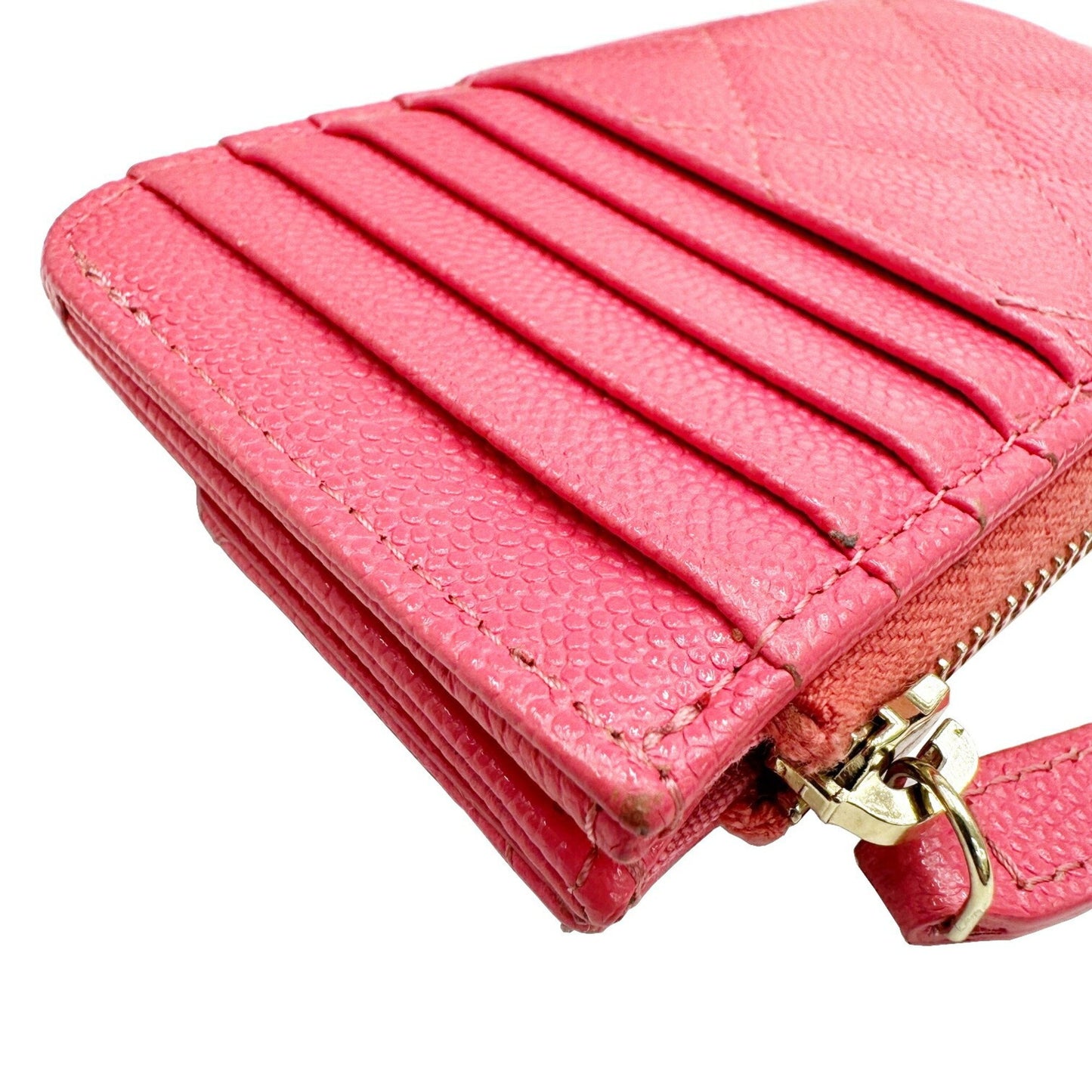 Chanel Chanel Matelasse Coin Case Wallet Card Business Holder Caviar Skin Ap2570 Pink Random Number