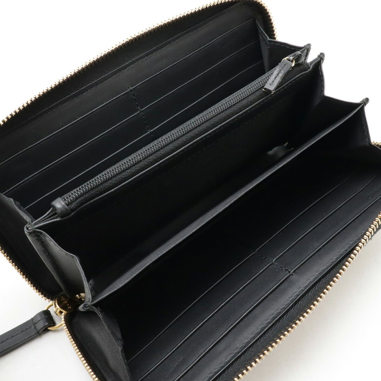 Gucci Gg Supreme Round Long Wallet Pvc Leather Beige Black 410102