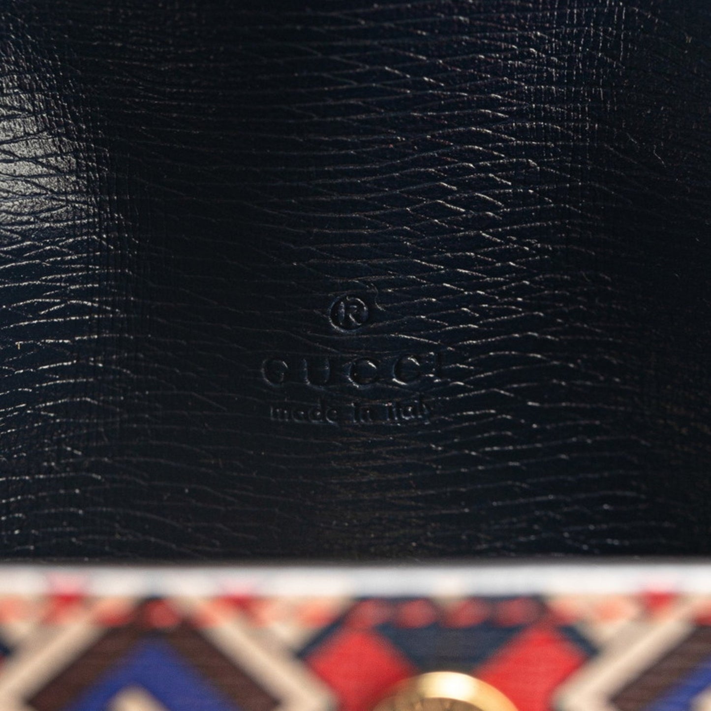 Gucci Geometric G Etiquette Holder Keychain 692957 Red Multicolor Leather