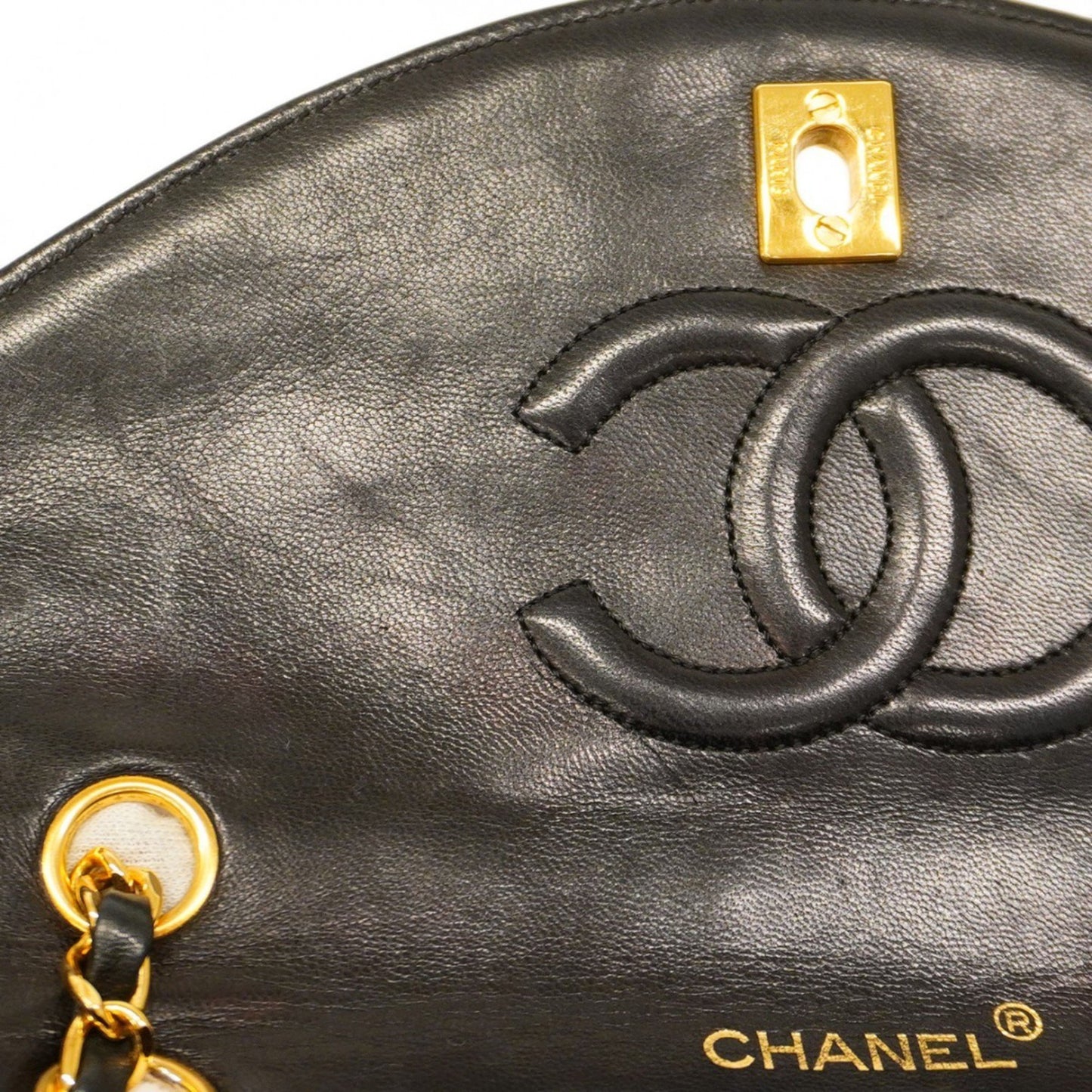 Chanel Shoulder Bag Matelasse W Chain Lambskin Black