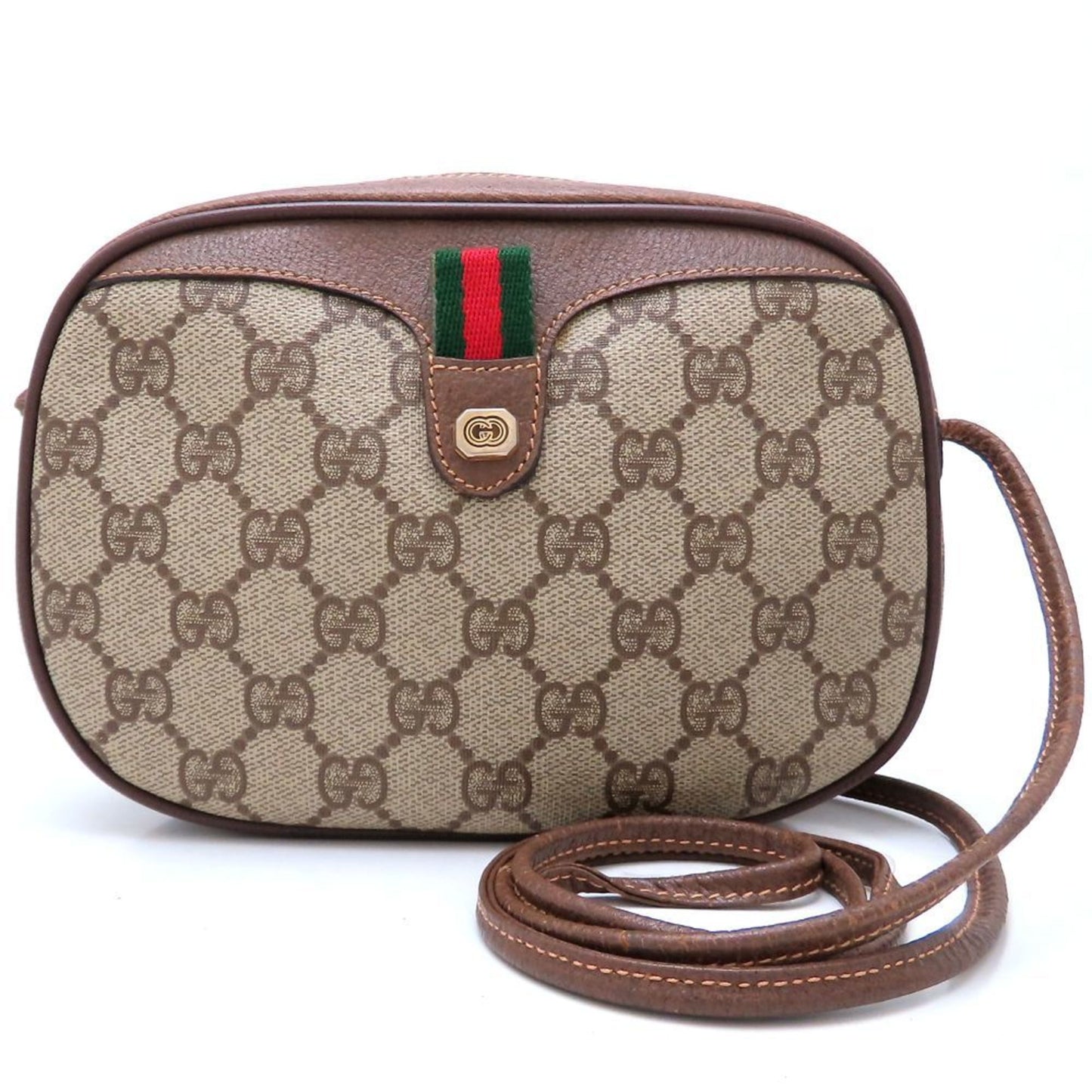 Gucci Gg Plus Sherry Line Old Gucci 007.58.6112 Shoulder Bag In Supreme Canvas And Leather
