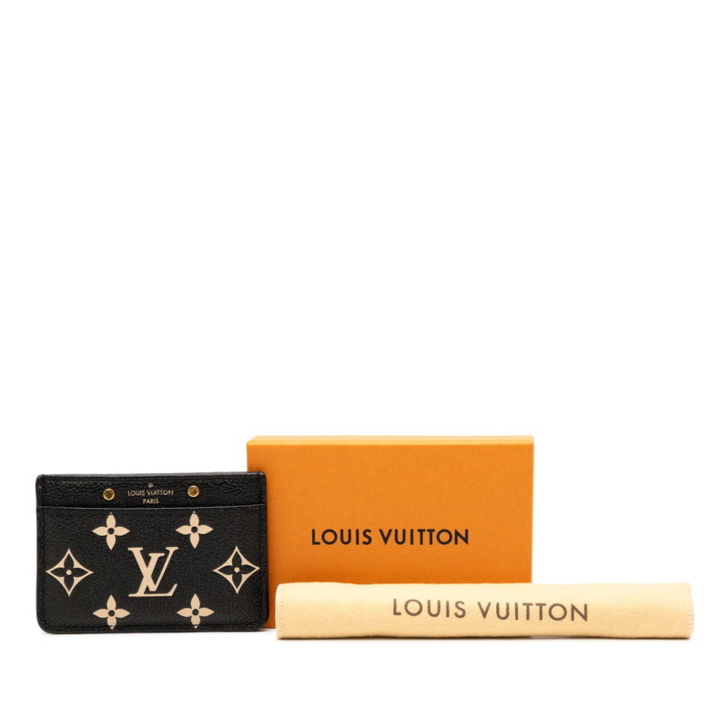 Louis Vuitton Two-Tone Monogram Empreinte Porte Carte Sample Business Card Case M81022 Black Beige