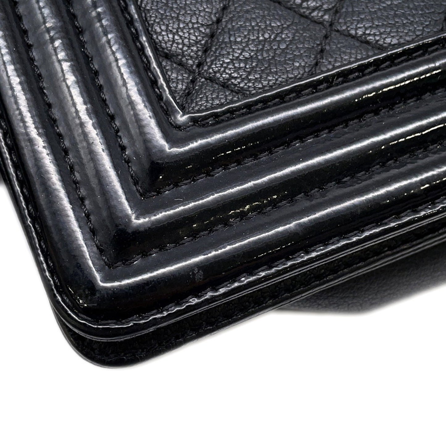 Chanel Chain Shoulder Bag Boy Large Matelasse Coco Mark Lambskin Patent Leather A92193 Chanel Black