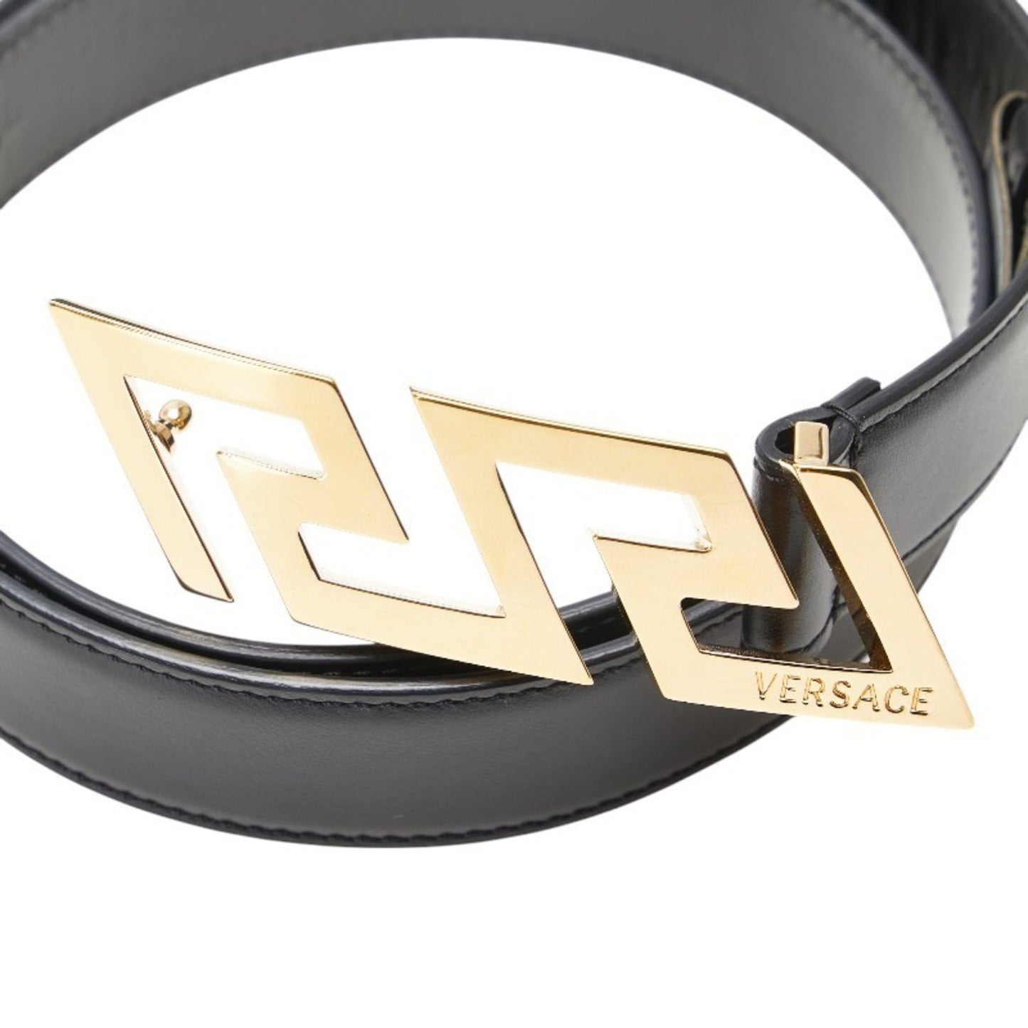 Versace Greca Belt Size: 85/34 Black Gold Leather Plated