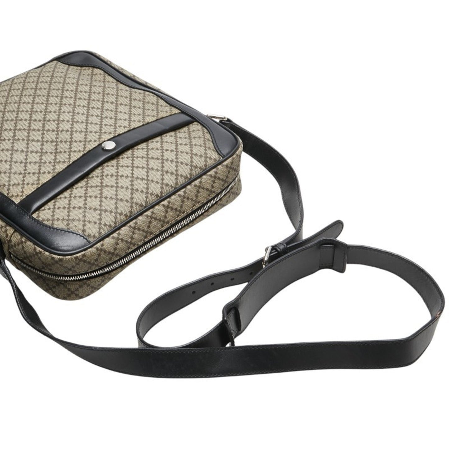 Gucci Diamante Shoulder Bag 268159 Beige Black Pvc Leather