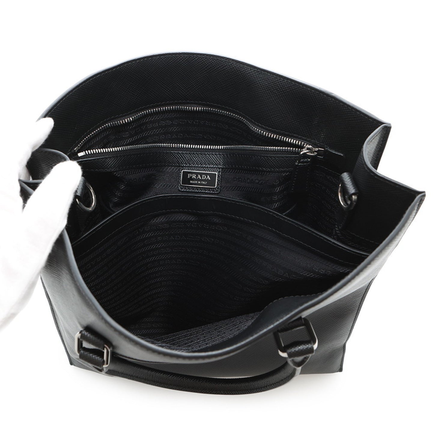 Prada Triangle Saffiano Leather Tote Bag 2Vg084 Prada Black 2-Way