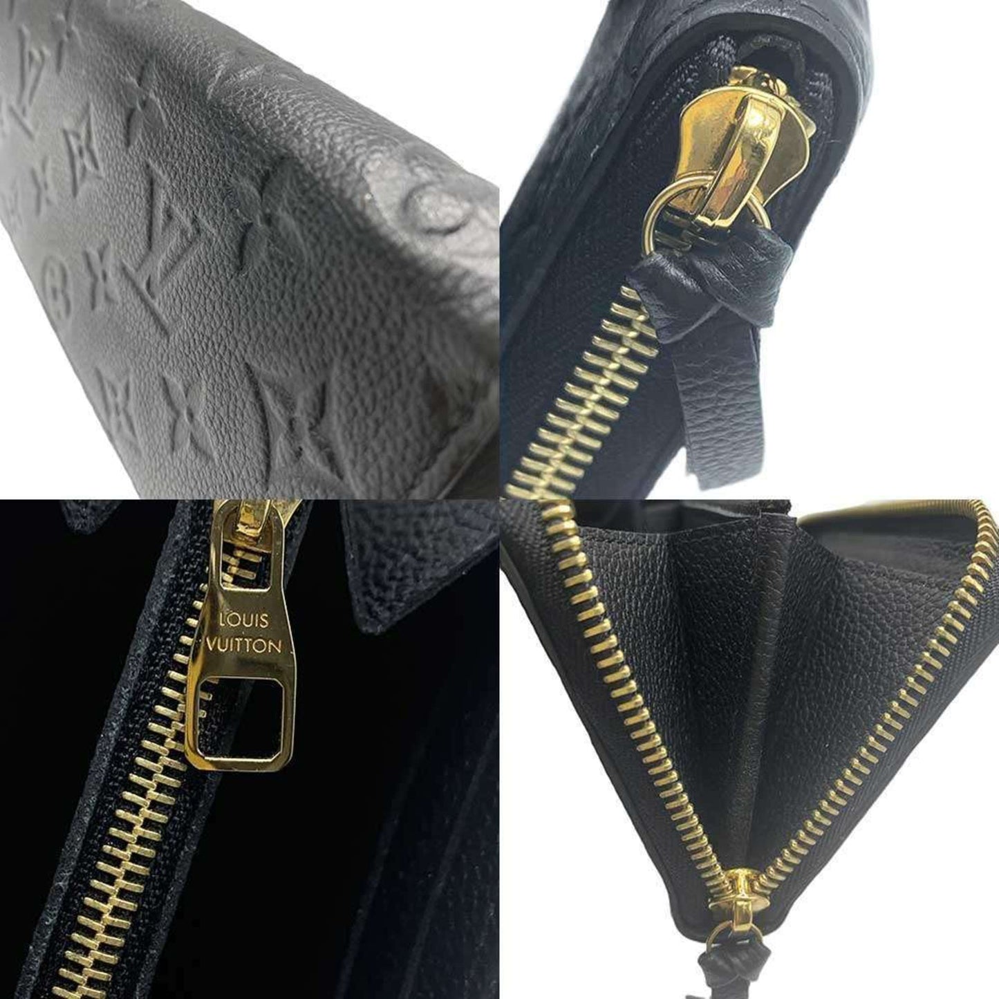 Louis Vuitton Long Wallet Portefeuille Clemence Monogram Empreinte Black Round M60171