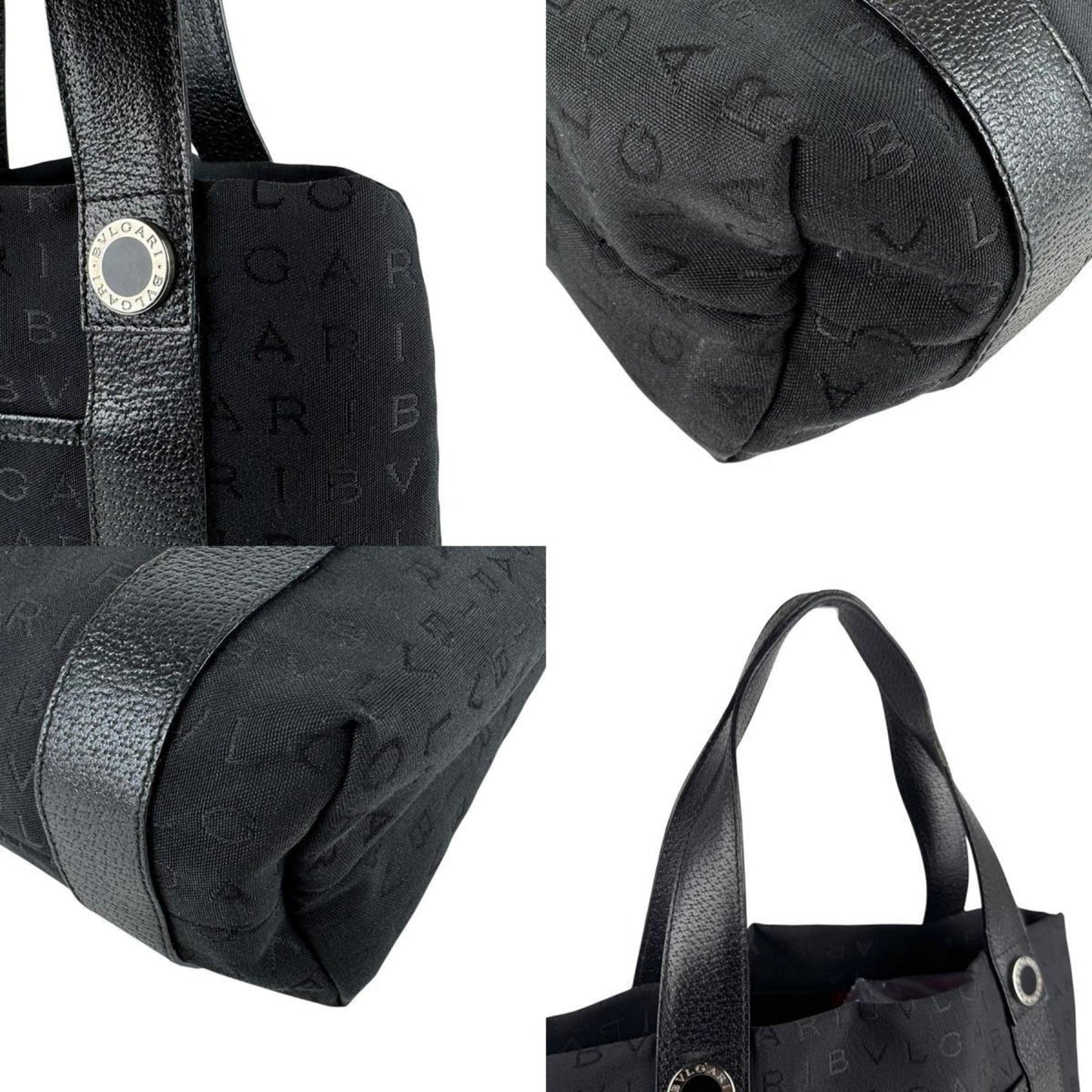 Bvlgari Bvlgari Handbag Nylon Canvas Leather Black