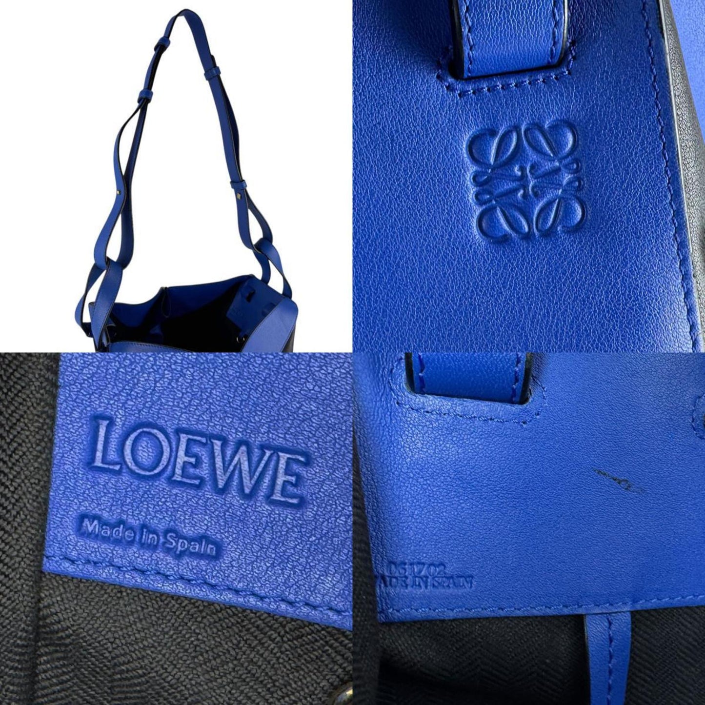 Loewe Hammock Drawstring Shoulder Bag In Blue And Black