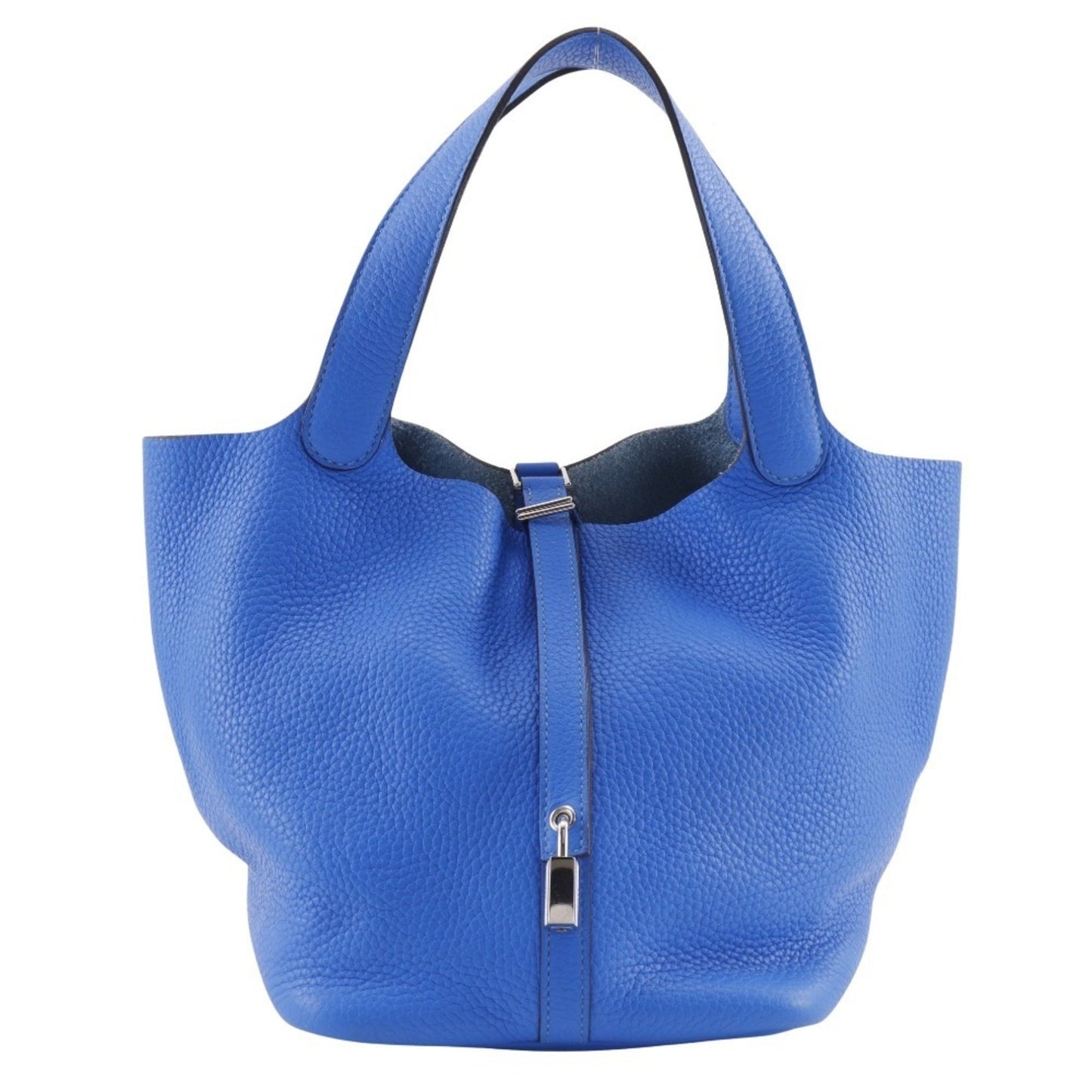 Hermes Herms Picotin Lock Mm Handbag In Taurillon Clemence Blue Hydra Leather