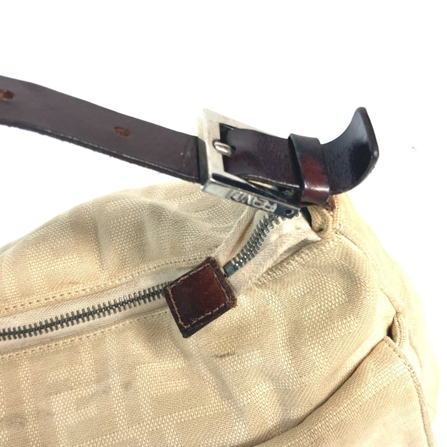 Fendi Zucca Mamma Bucket Shoulder Bag Canvas Leather