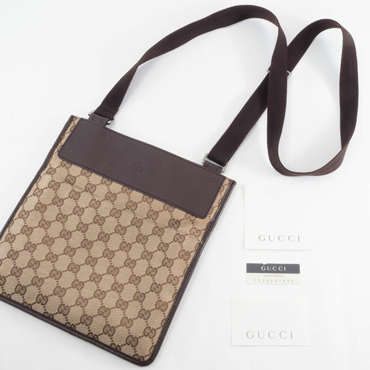 Gucci Gg Canvas Shoulder Bag In Brown