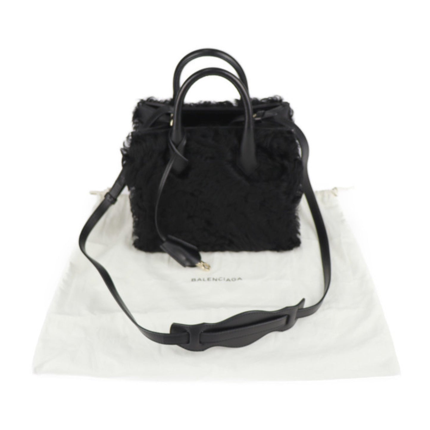 Balenciaga Balenciaga Padlock Nude Mini Handbag 347237 Bp91J 1000 Mouton Leather Black Gold
