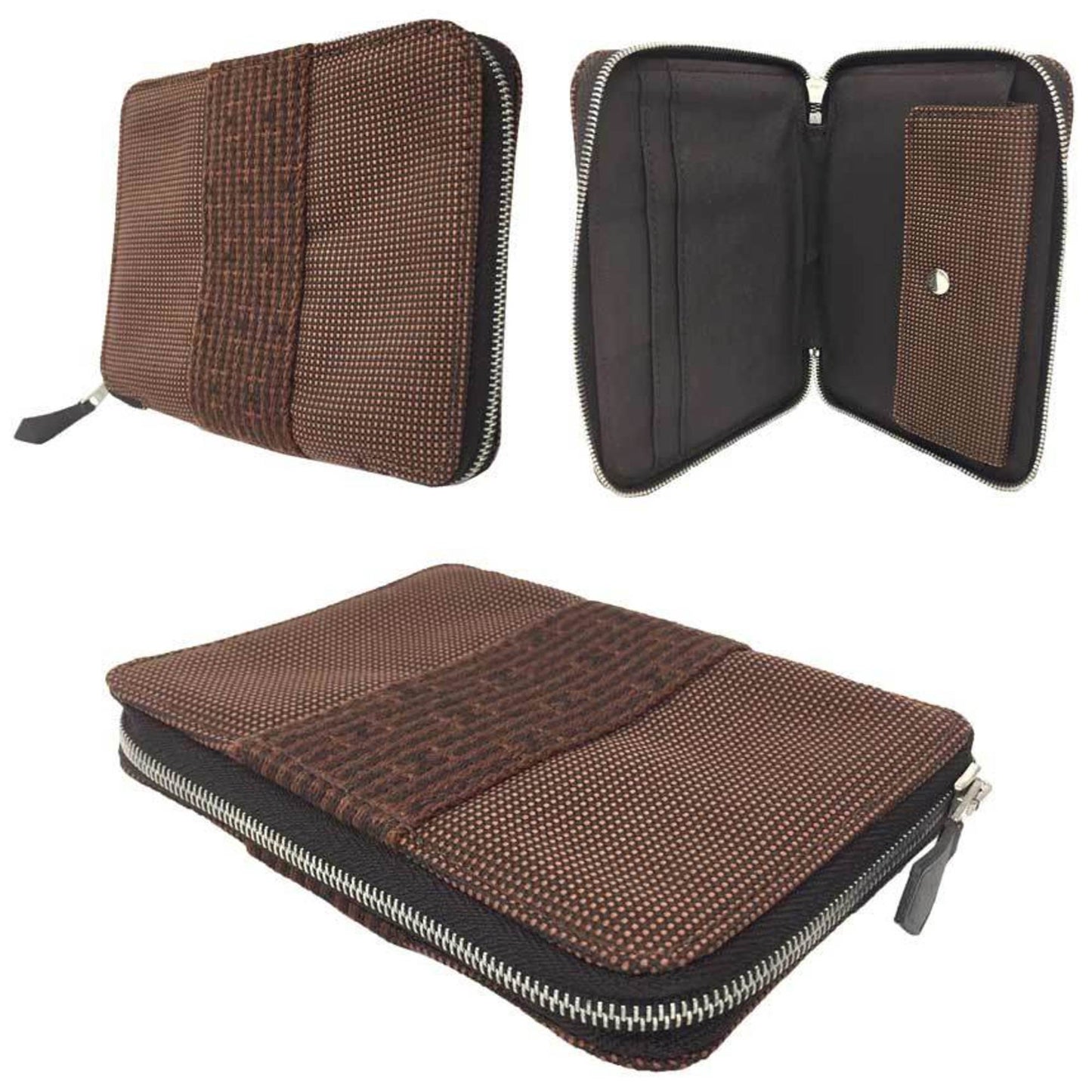 Hermes Hermes Air Line Purse Pm Bifold Wallet Nylon Canvas Brown