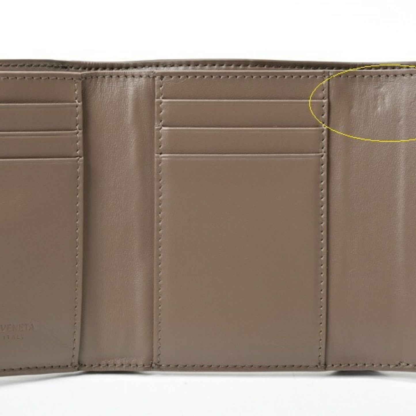 Bottega Veneta Cassette Tri-Fold Wallet 750245 Intrecciato Leather Taupe Gray E-156538