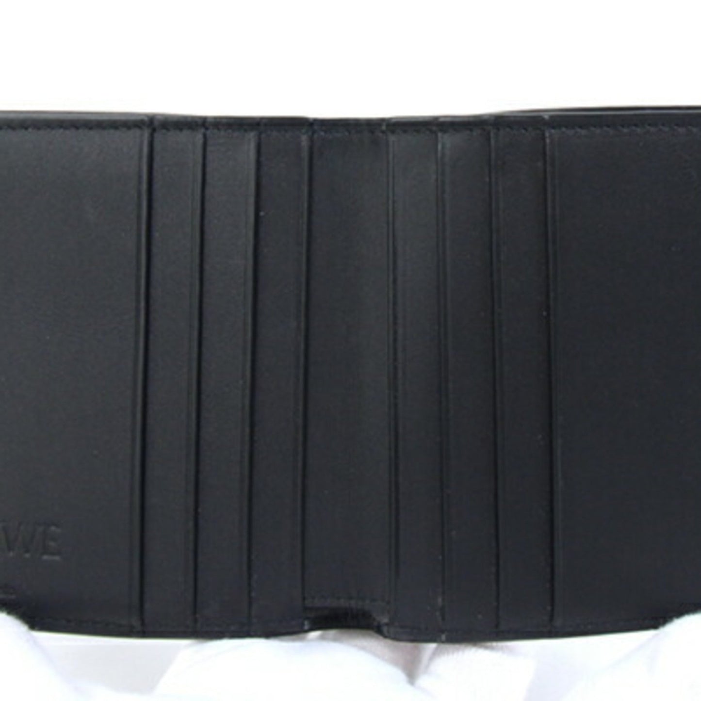 Loewe Bi-Fold Wallet Anagram Vertical Bifold C660302X02 Navy Black Leather Bi-Color