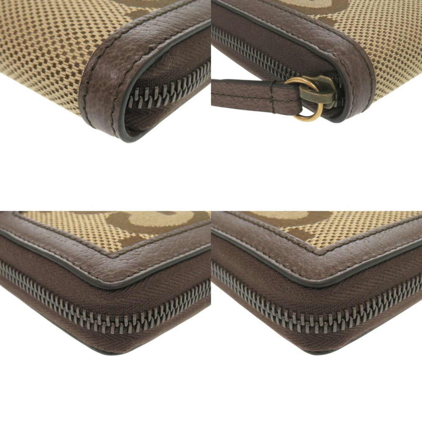 Unused Gucci Jumbo Gg Bamboo 658634 Canvas/Leather Brown Long Wallet 0783Gucci