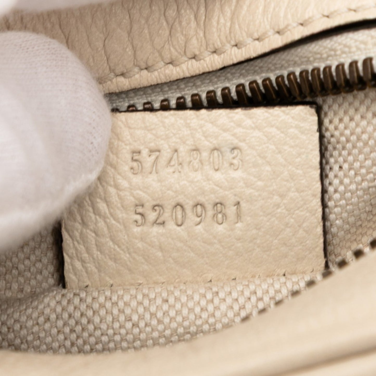 Gucci Logo Print Shoulder Bag 574803 Ivory Leather