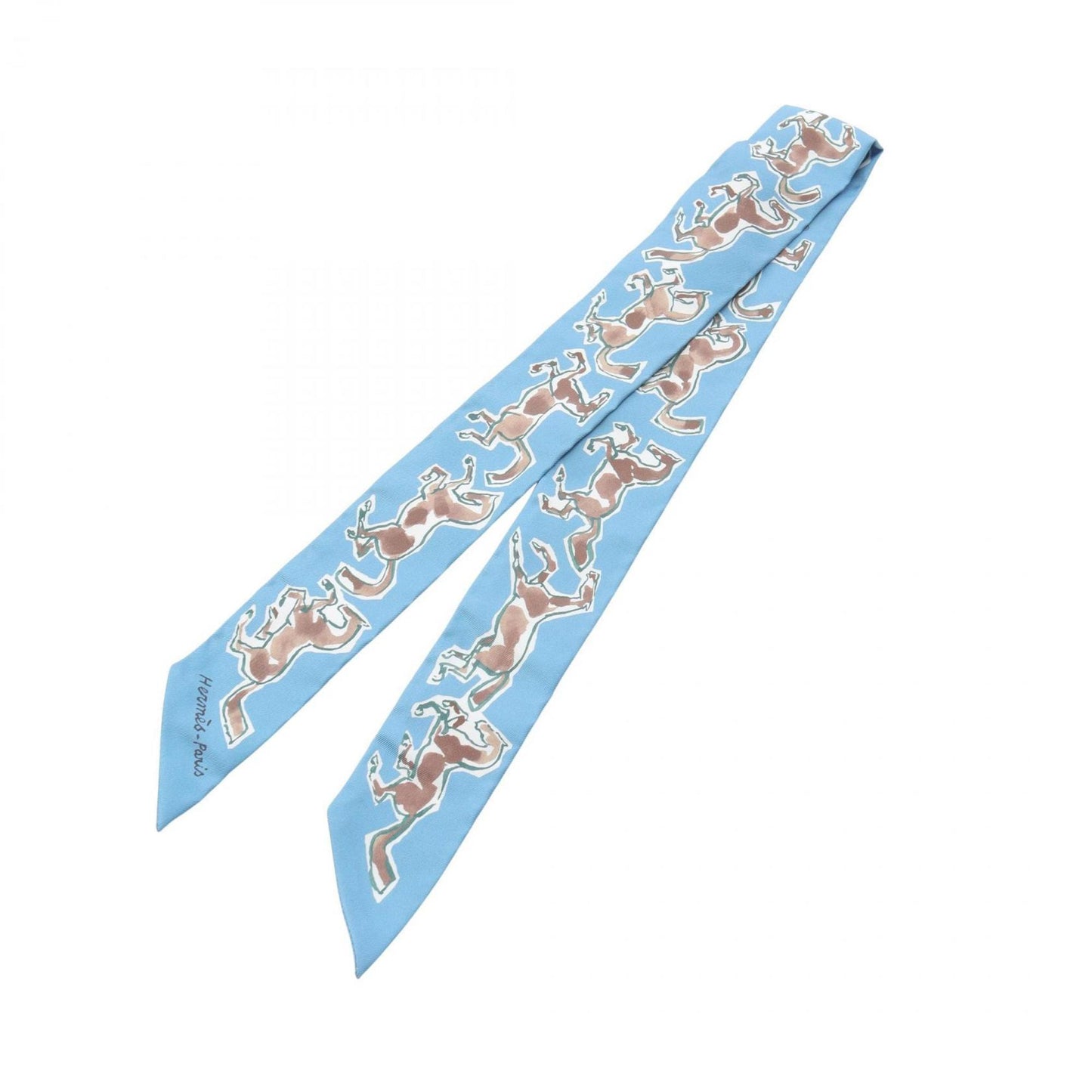 Hermes Herms Chevaux En Liberte Twilly Silk Scarf