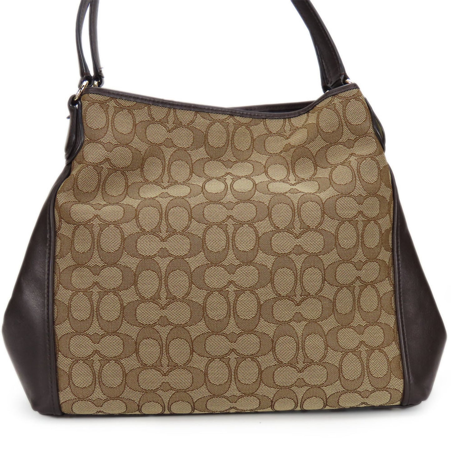 Coach Tote Bag 36466 Signature Canvas Leather Dark Brown