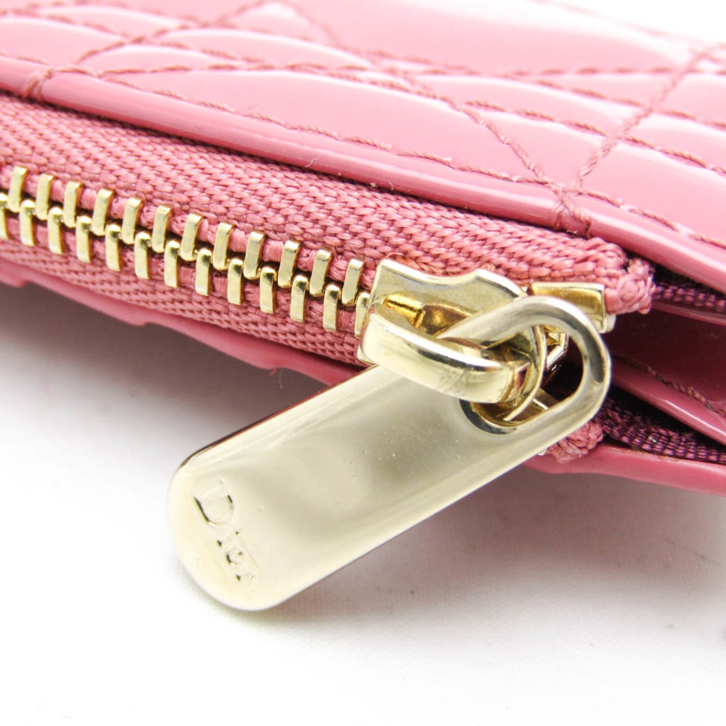 Christian Dior Lady Dior Cannage Coin Case S0478Ovrb Patent Leather Card Case Pink