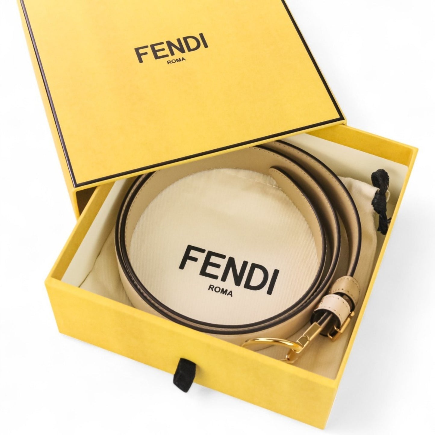 Fendi Reversible Leather Ff Belt In White Cappuccino