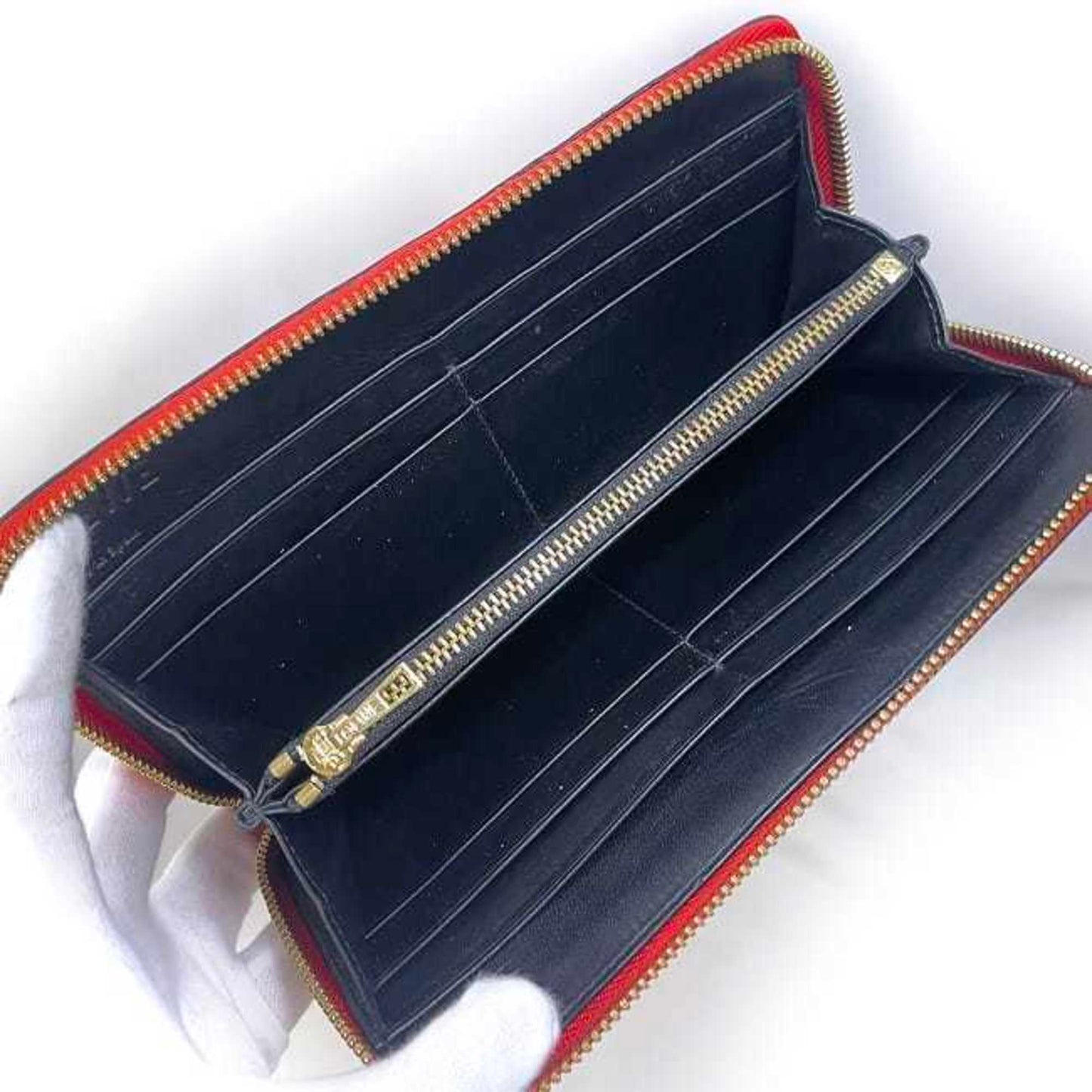 Loewe Round Long Wallet Red Gold Repeat Anagram 107N55.F13 Leather Gp Loewe Embossed