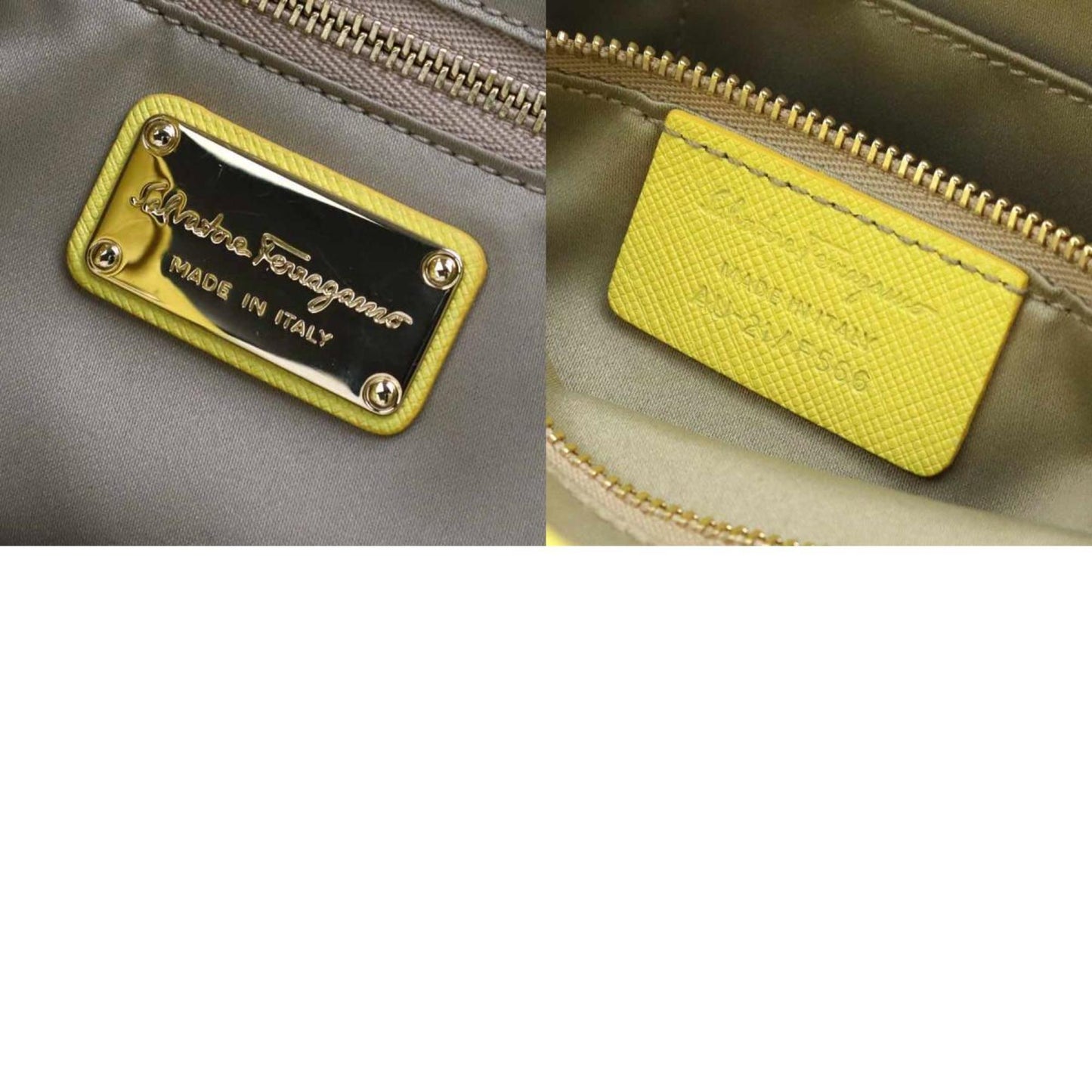 Salvatore Ferragamo Handbag Shoulder Bag Gancini Leather Yellow Gold